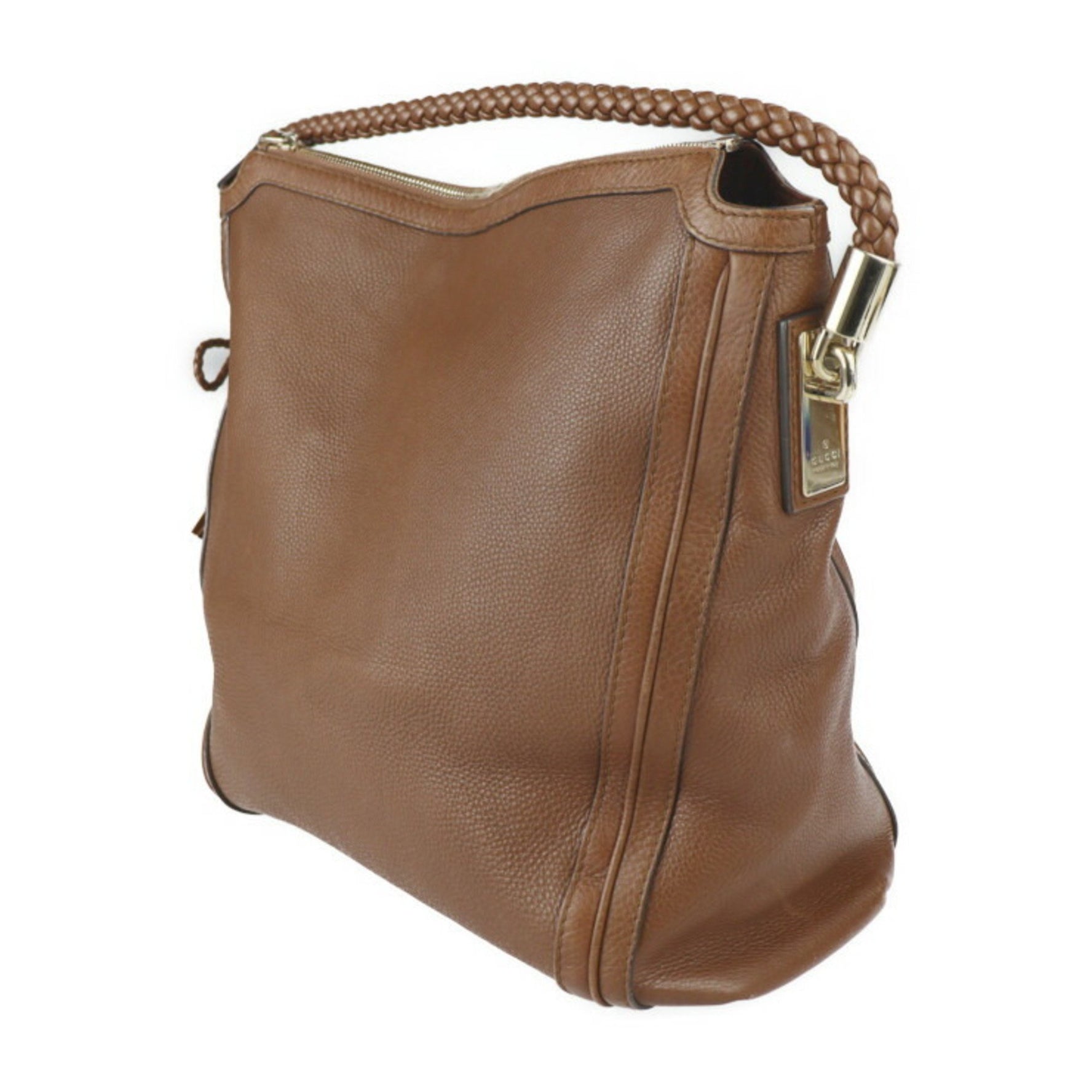 GUCCI Bamboo Shoulder Bag Leather Series Gold Metal Fitting Braided One Tassel