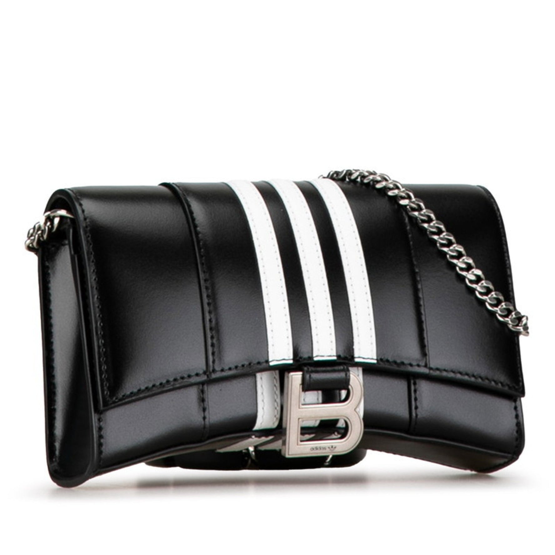Balenciaga x adidas Hourglass Crossbody Chain Wallet Shoulder Bag Black White Leather Women's BALENCIAGA