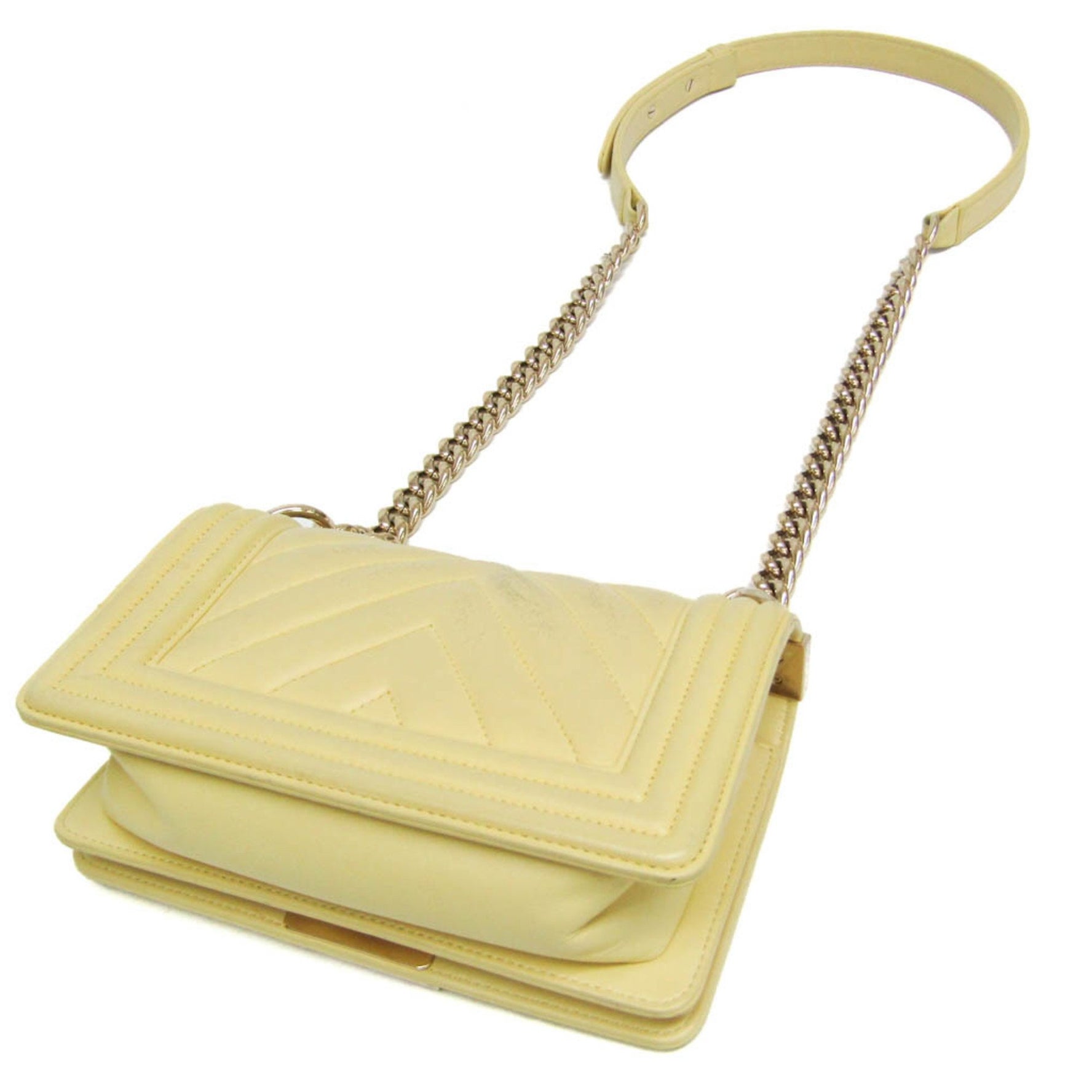 Chanel Boy V-stitch Double Chain Shoulder Bag Leather Shoulder Bag