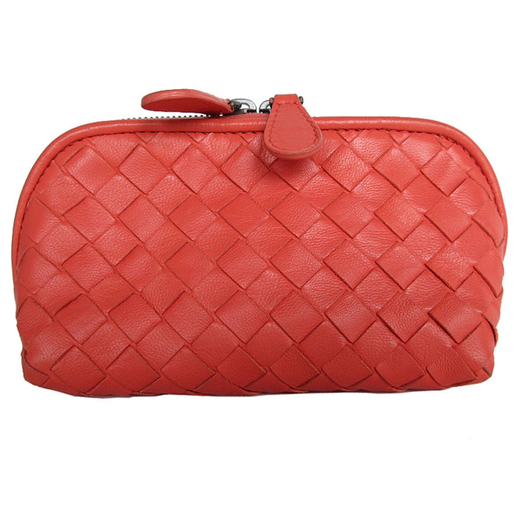 BOTTEGA VENETA Pouch Bag Intrecciato Leather Orange Pink