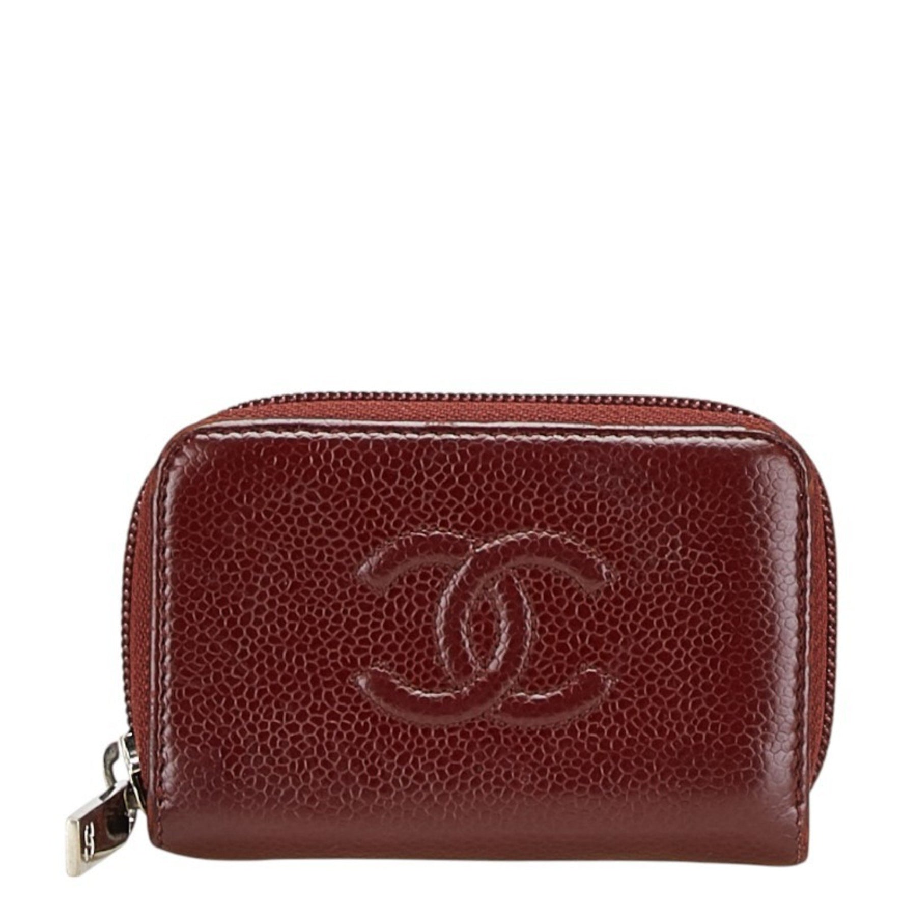 CHANEL Coco Mark Card Case, Red Leather