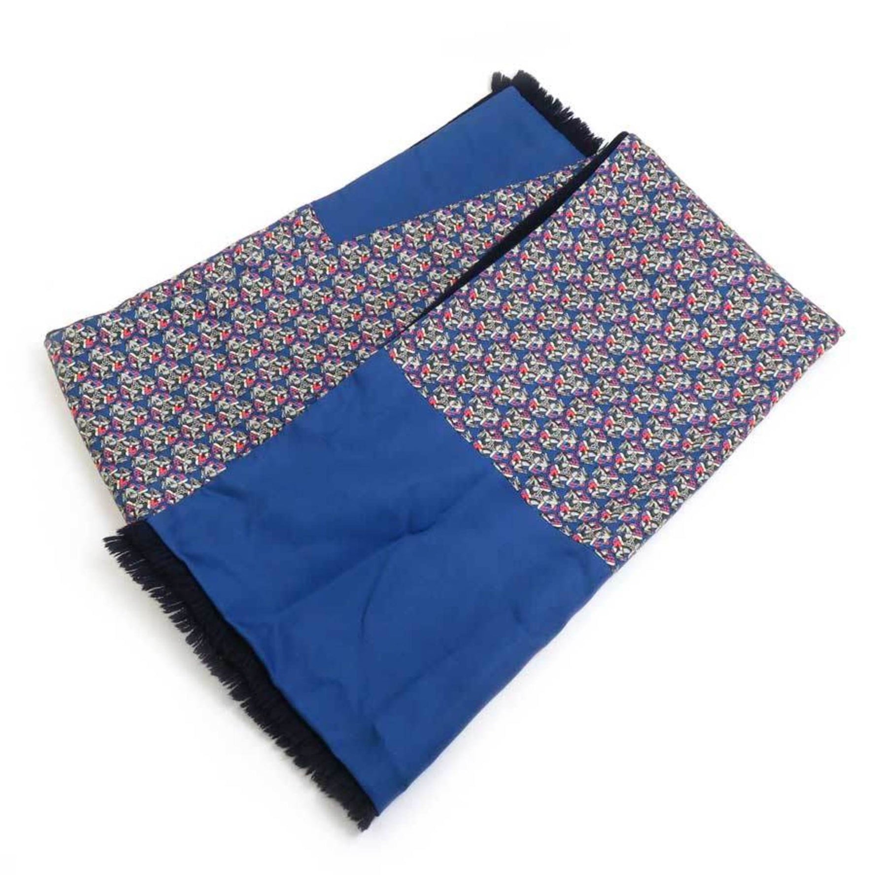 Hermes Scarf Shawl Silk Angora Blue Navy Multicolor Women's e60079a