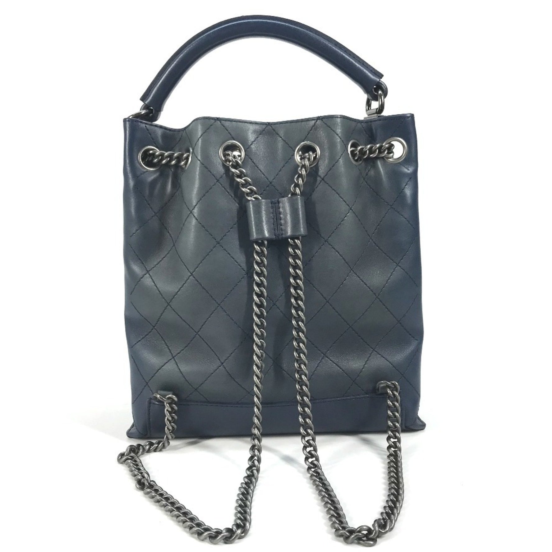 CHANEL Matelasse CC Coco Mark Chain Drawstring Handbag, Bag, Shoulder Leather