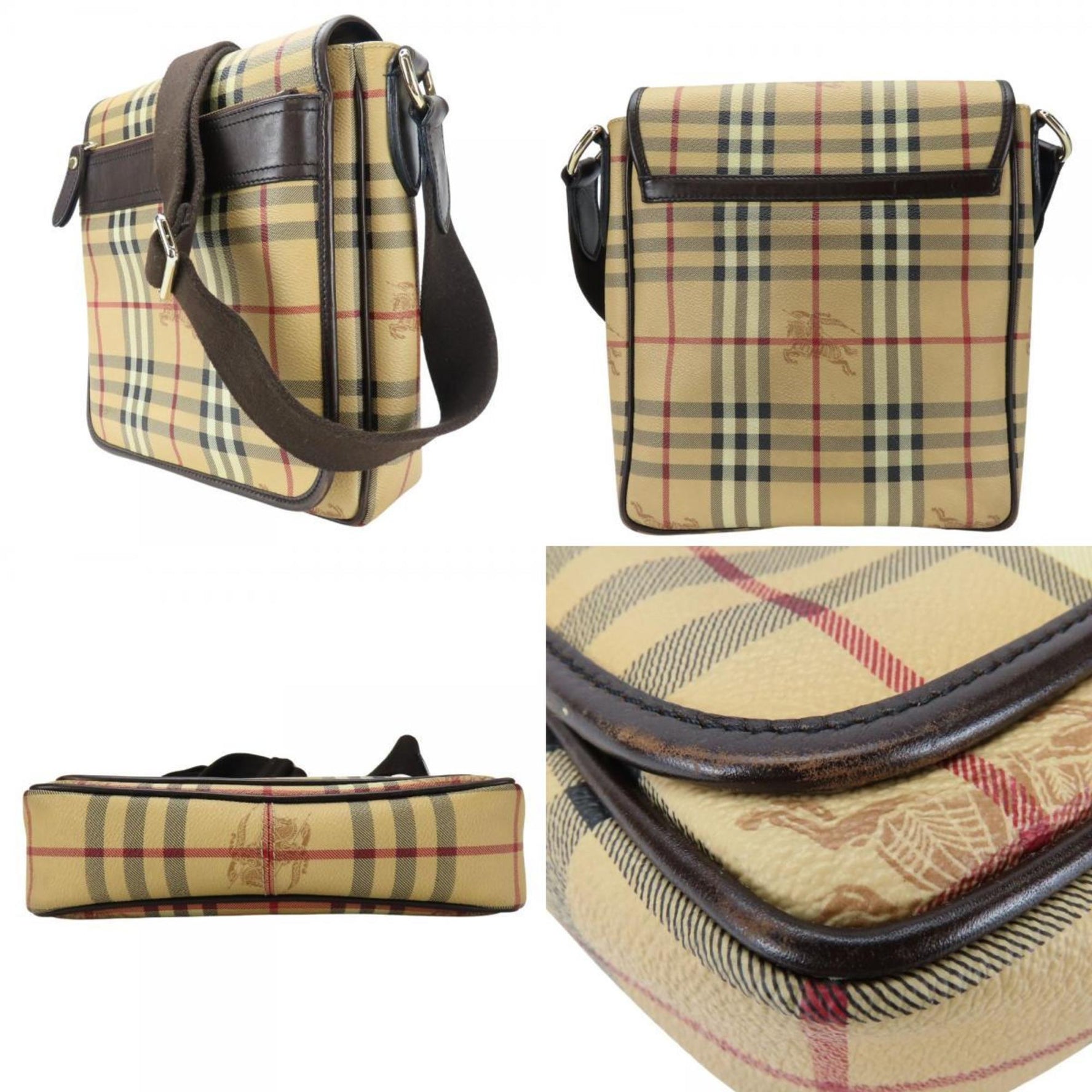Burberry Shoulder Bag Leather Beige Brown Nova Check Women's BURBERRY