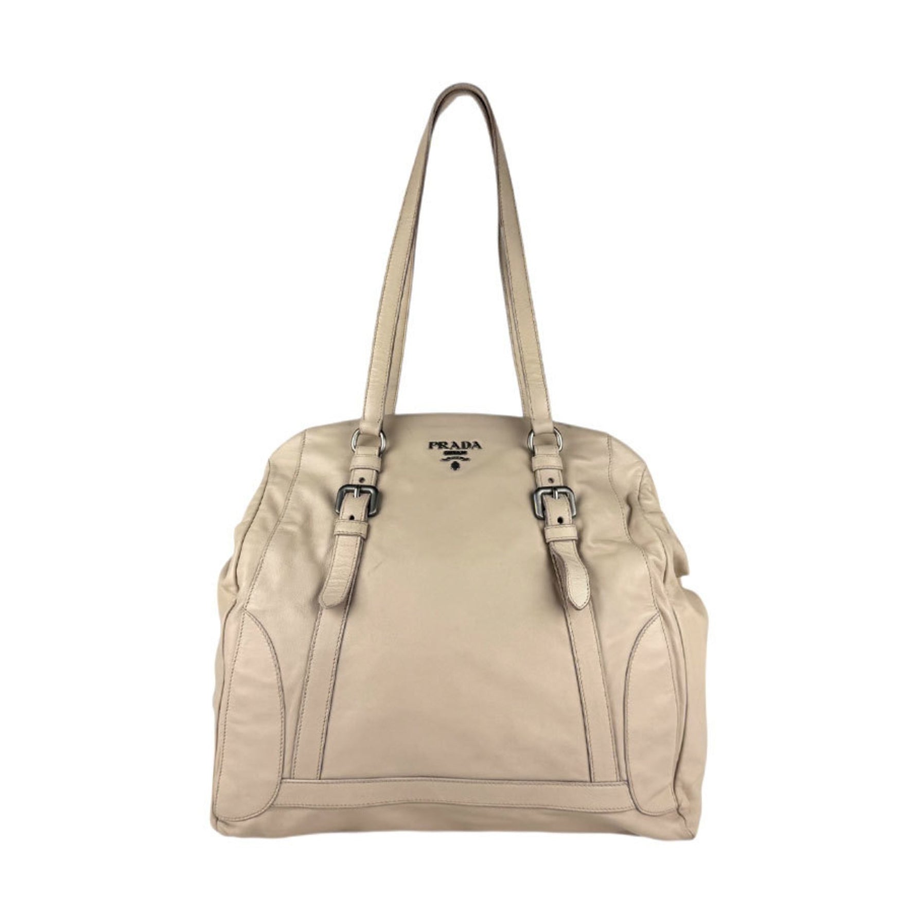 PRADA Shoulder Bag Leather Pink Beige Women's