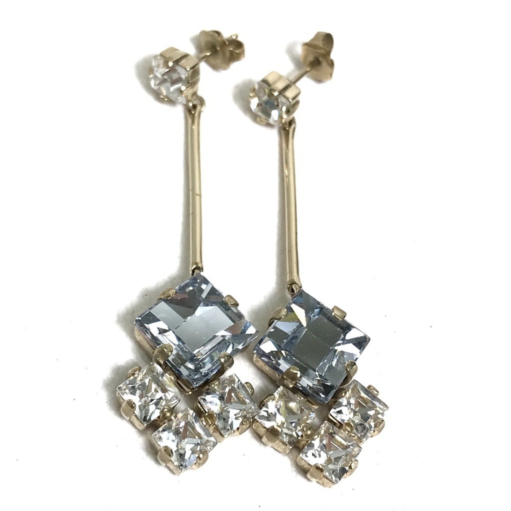 Christian Dior Dior Logo Beaded Earrings, Metal, Women's, Light Blue/White