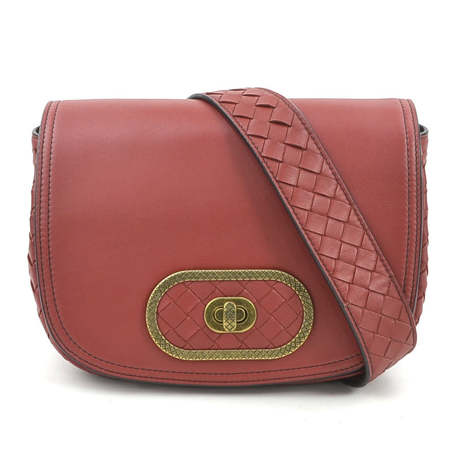 Bottega Veneta Shoulder Bag Intrecciato Leather Red Women's 90111k