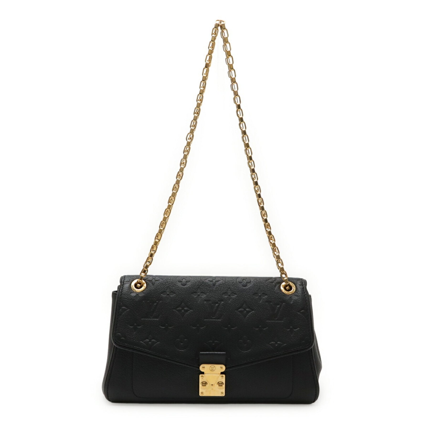 LOUIS VUITTON Monogram Empreinte Saint-Germain PM Chain Shoulder Bag in Black (Noir)