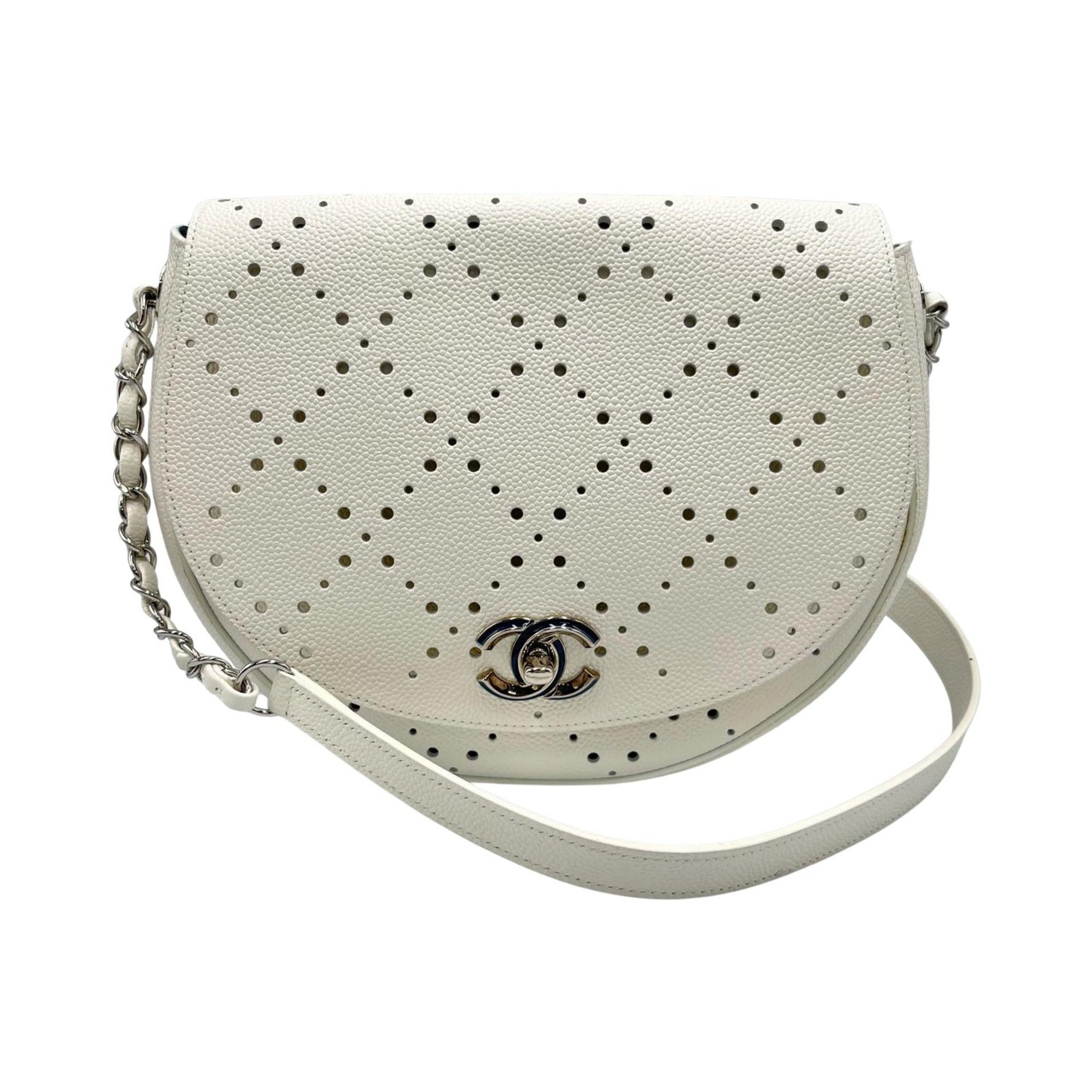 CHANEL Shoulder Bag with Punching Chain, Matte Caviar Leather