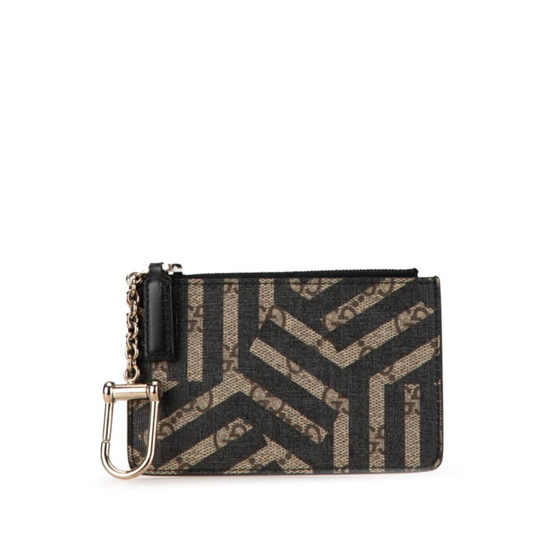 Gucci GG Kaleido Supreme Coin Case Purse Khaki Black PVC Leather Women's GUCCI