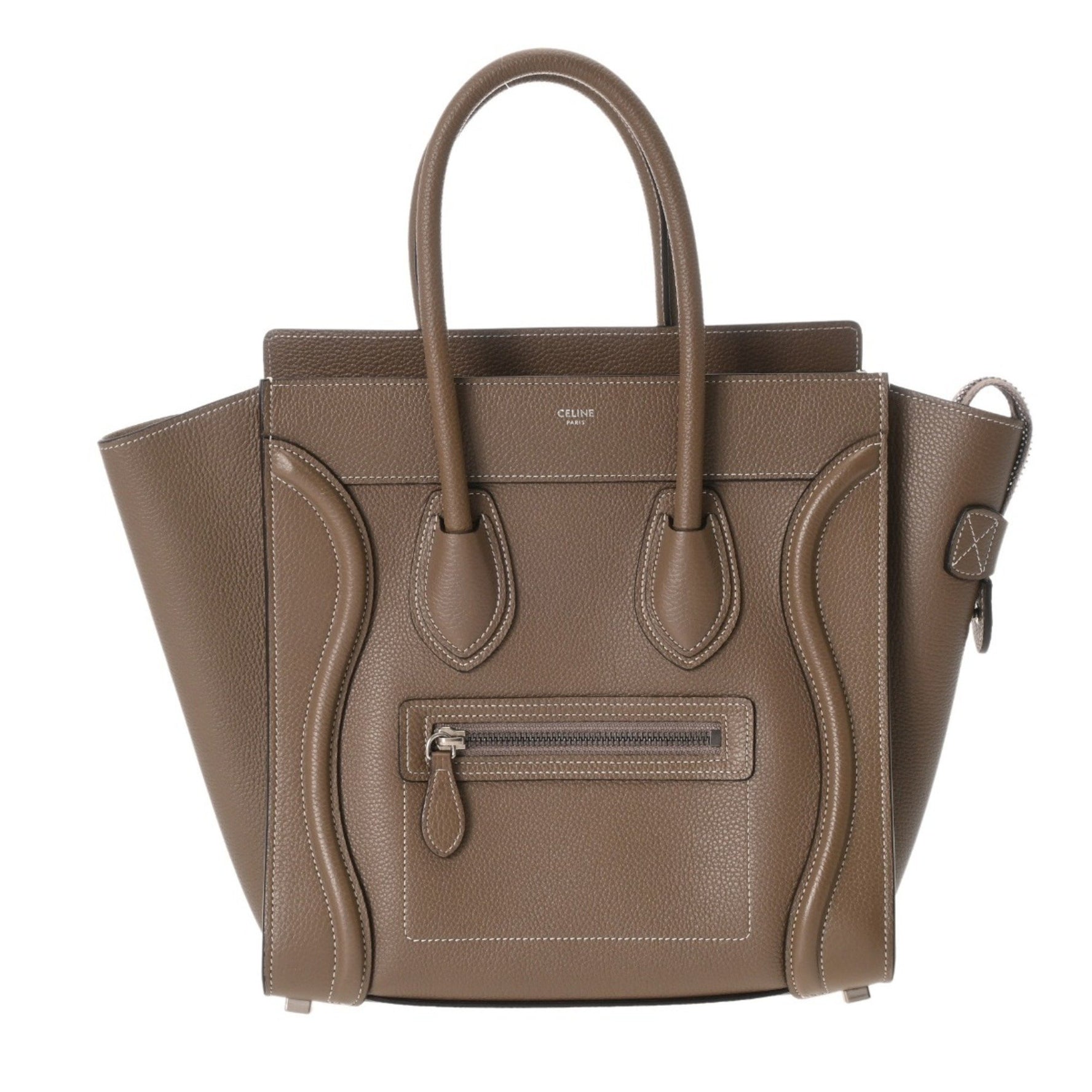 CELINE Luggage Micro Shopper Sliver Drummed Calfskin Handbag