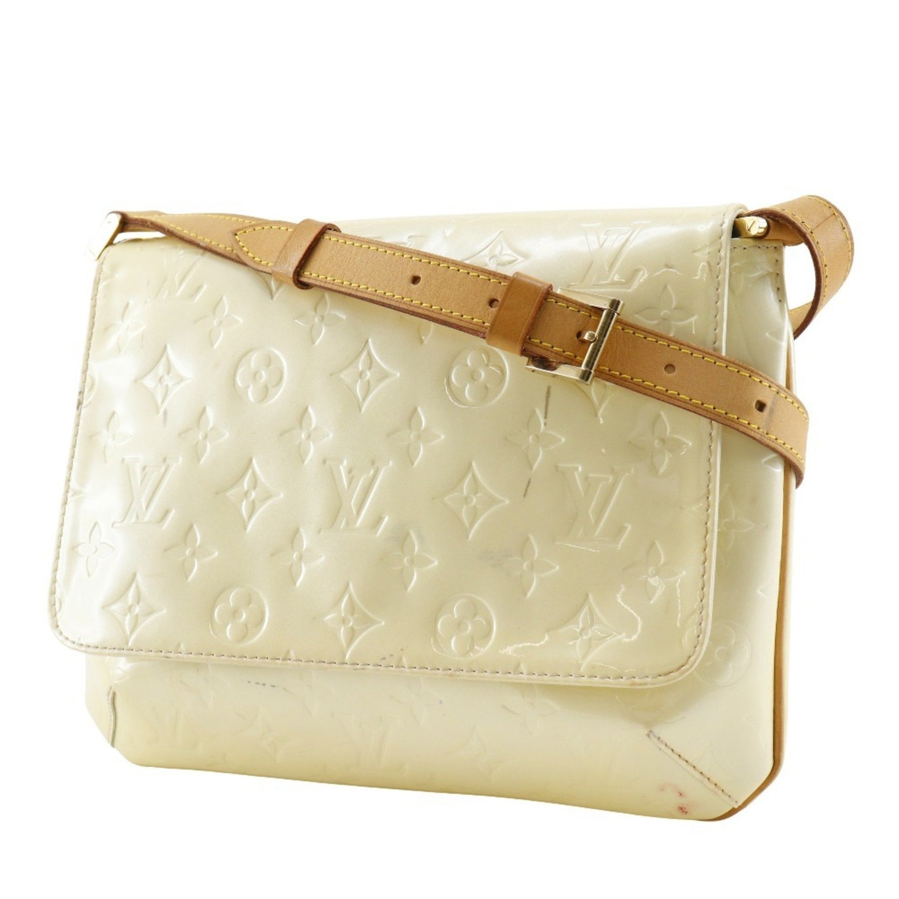 Louis Vuitton Thompson Street Shoulder Bag Monogram Vernis Perle 2005 Off-White Magnet Attachment