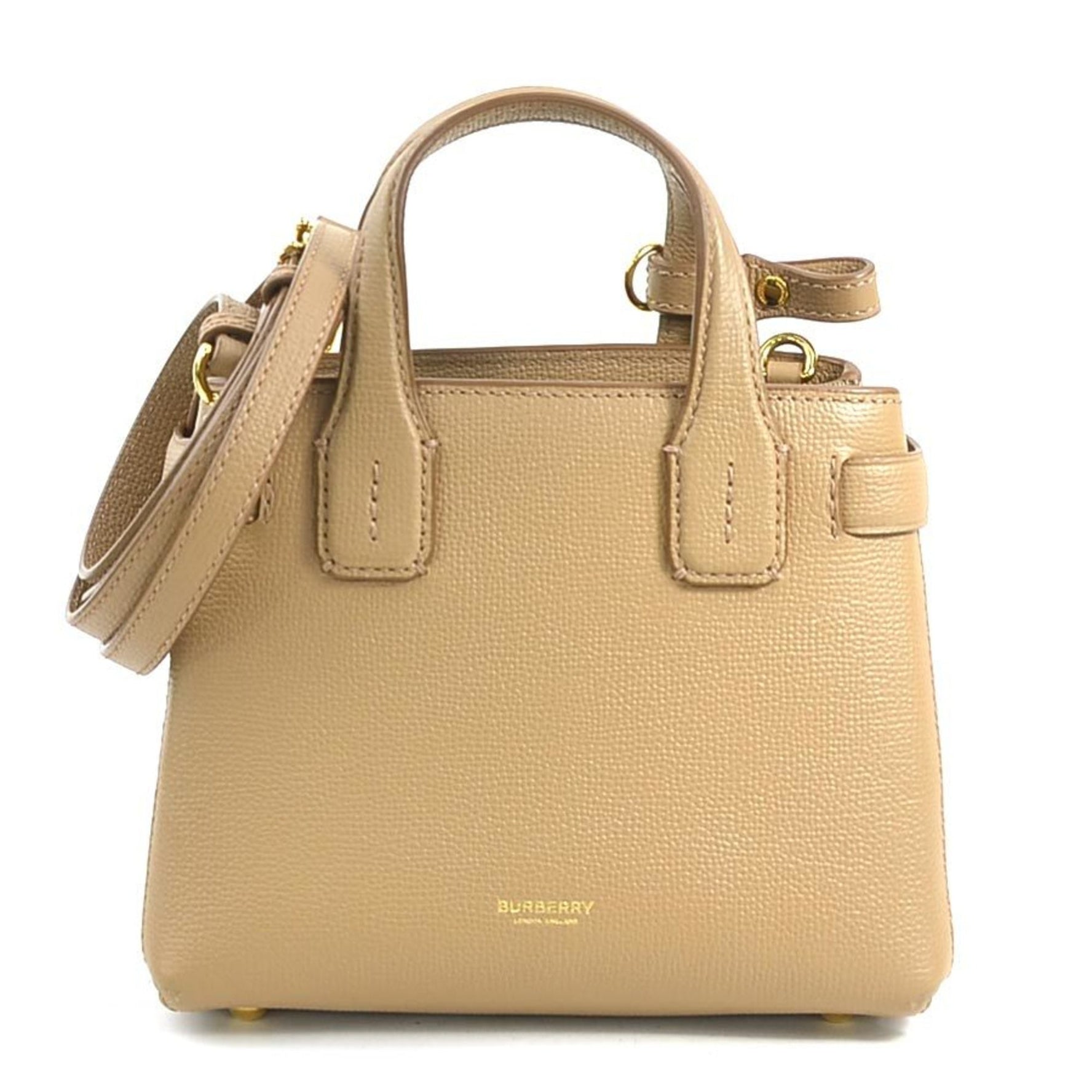 Burberry handbag shoulder bag leather canvas camel ladies h31099g