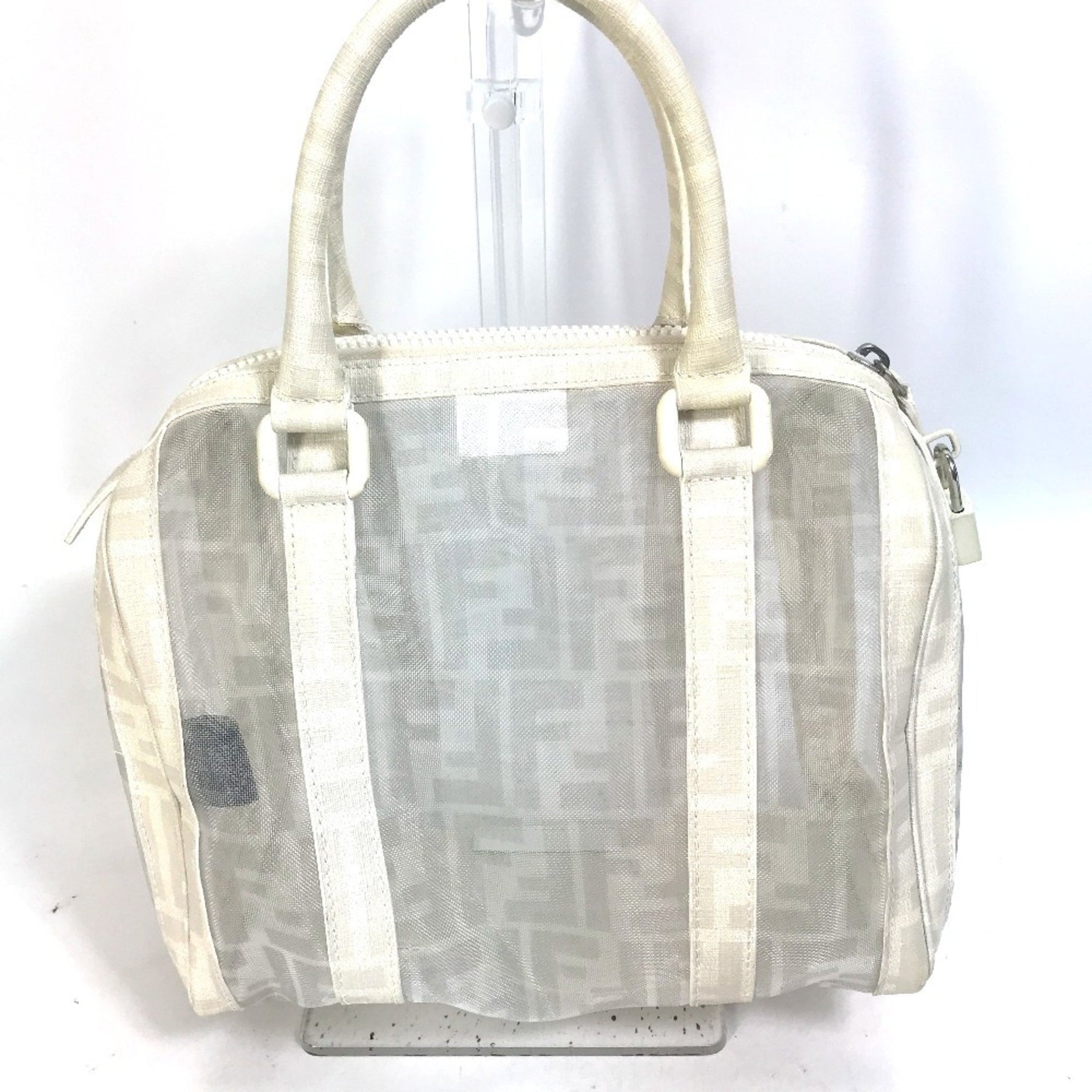 FENDI Zucca Mesh Mini Boston Bag in Leather