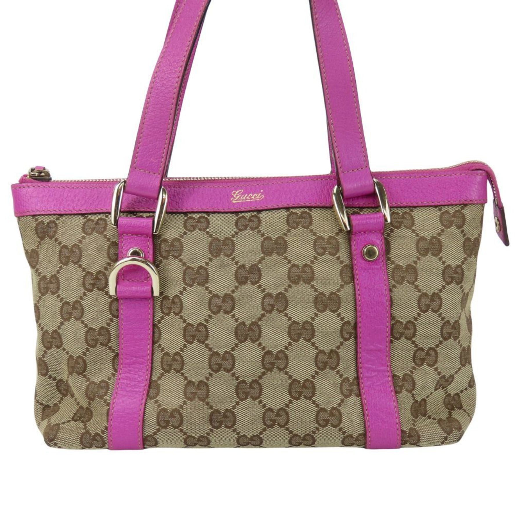Gucci Handbag GG Canvas Leather Purple Beige Mini