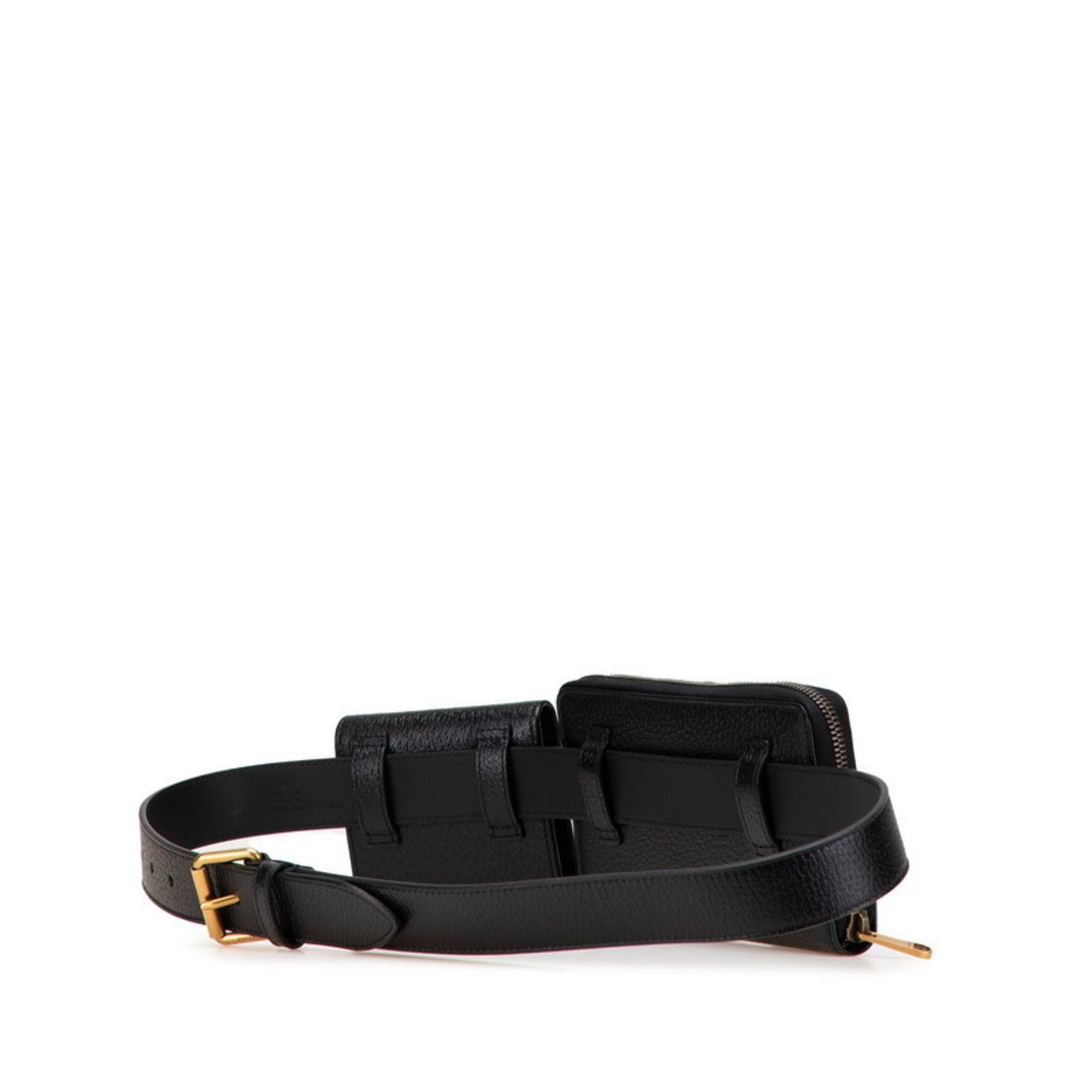 Gucci GG Marmont Belt Bag, Waist Long Wallet, Card Case, 90/36, 699304, Black Leather, Men's