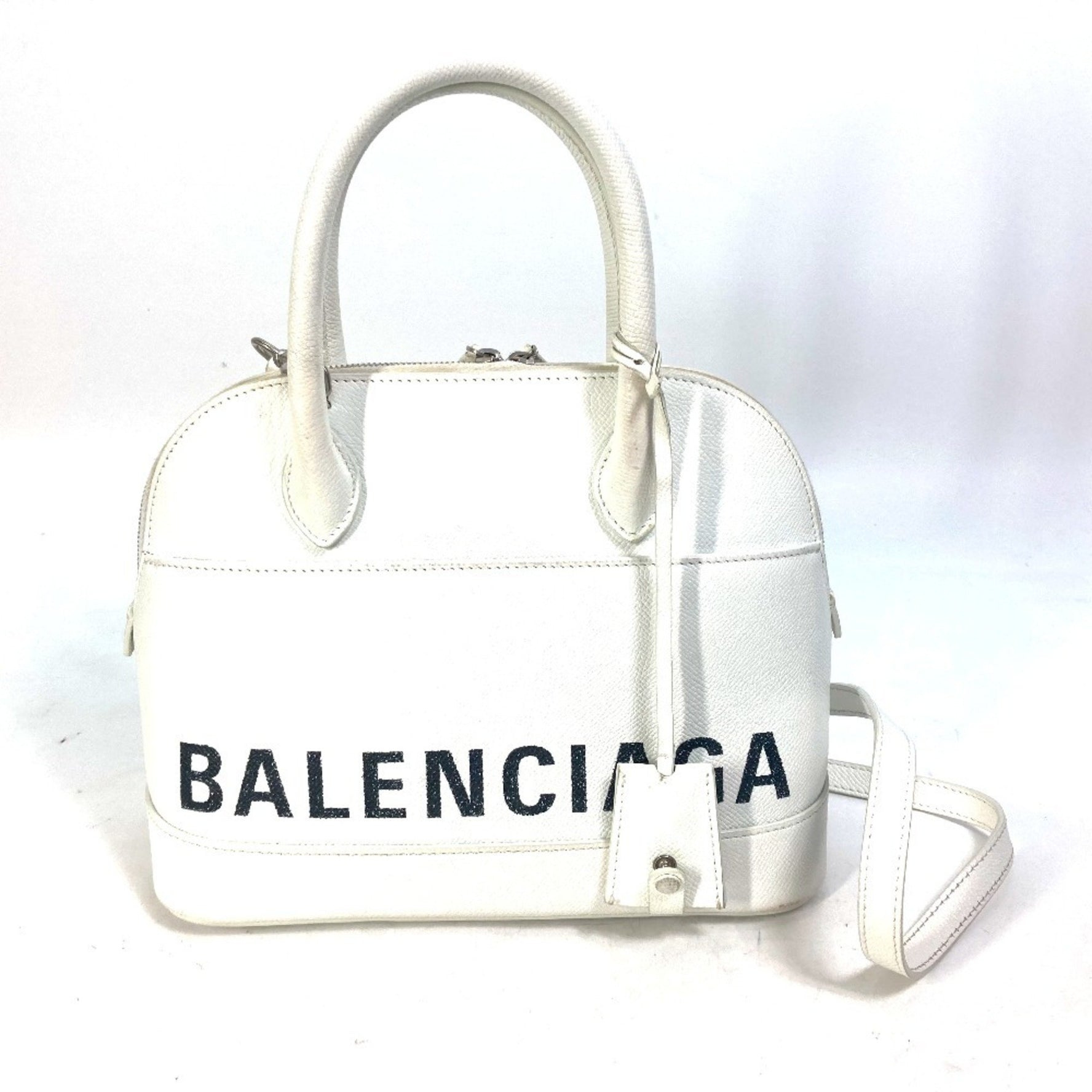 BALENCIAGA Two-tone Ville Top Handle S Shoulder/Handbag Leather White