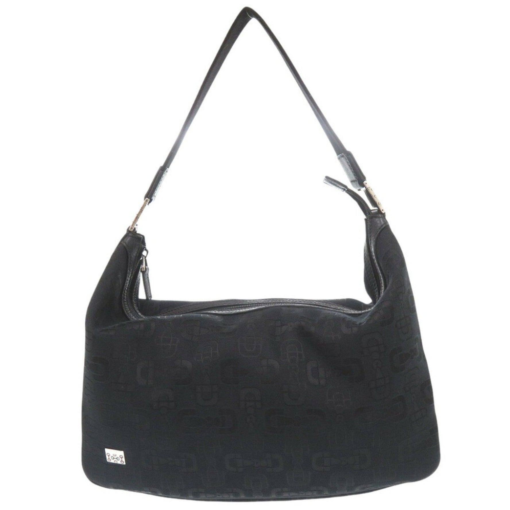 Gucci Horsebit Pattern Canvas Black Shoulder Bag 1563GUCCI