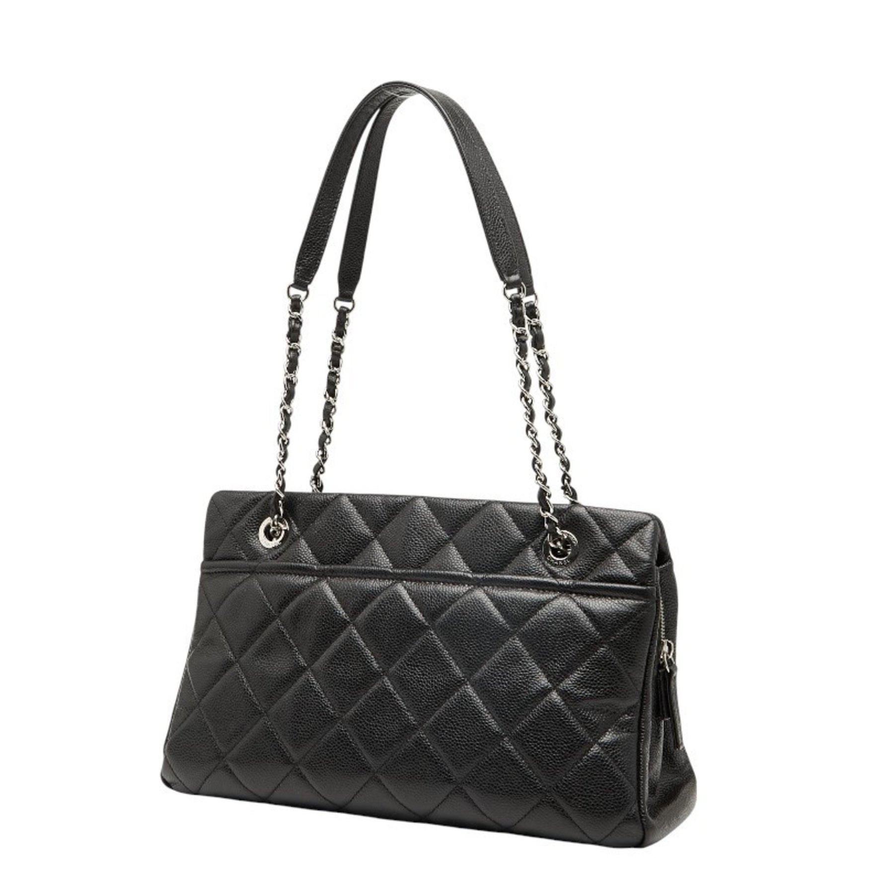 CHANEL Matelasse Coco Mark Chain Tote Bag in Caviar Leather