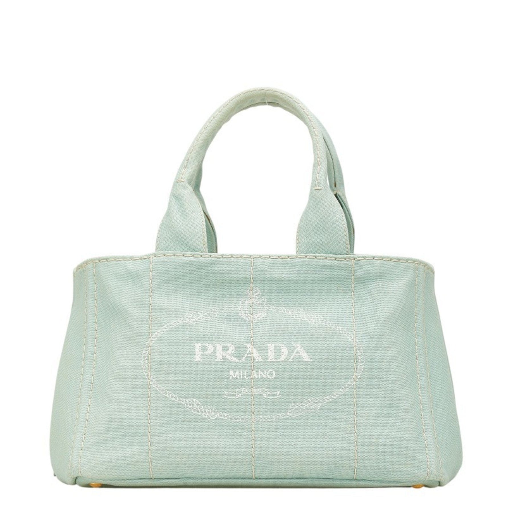 Prada Canapa Handbag Tote Bag Mint Green Canvas Women's PRADA
