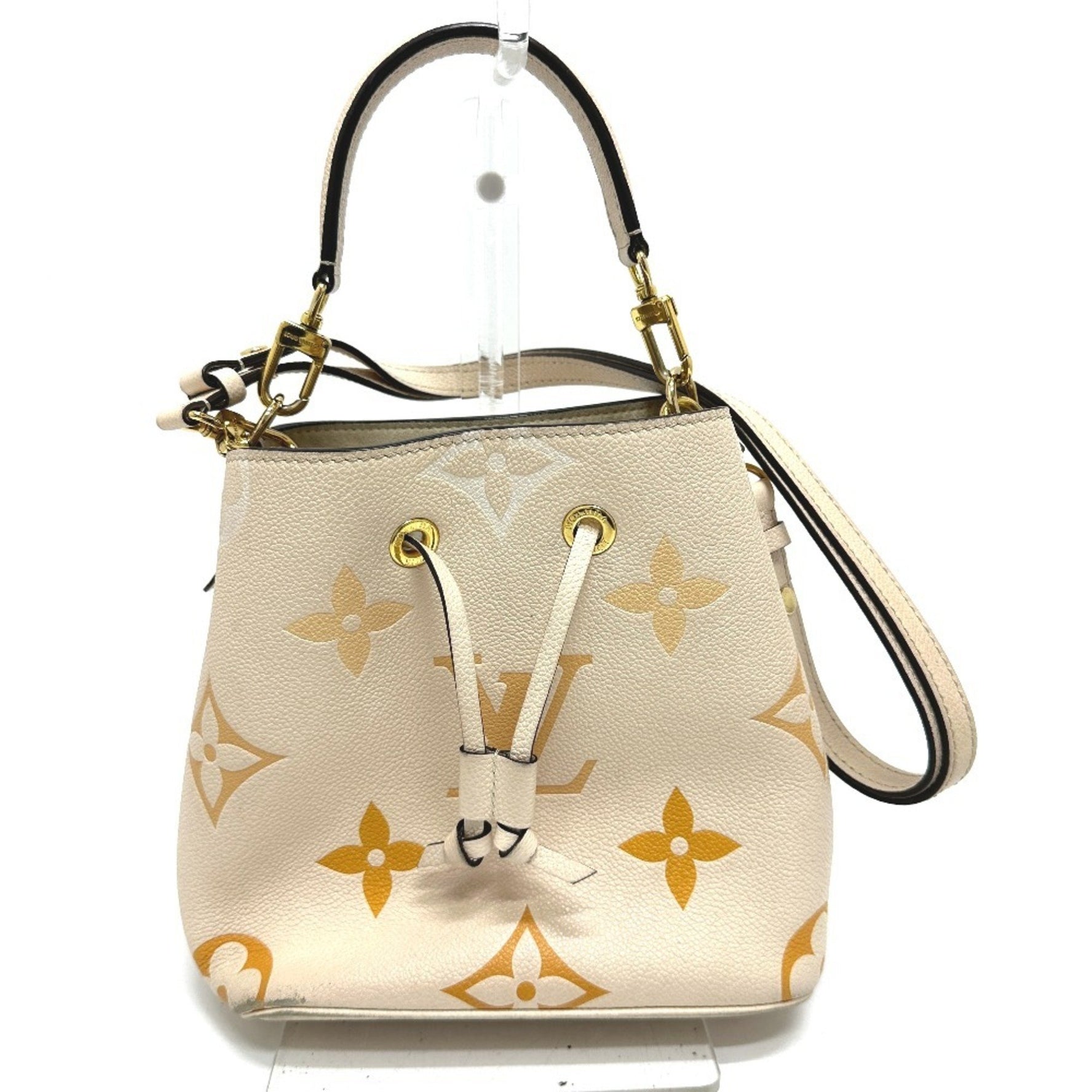LOUIS VUITTON M45716 Monogram Empreinte NeoNoe BB 2-Way Handbag/Shoulder Bag in Leather, Women's, Creme Saffron, Beige