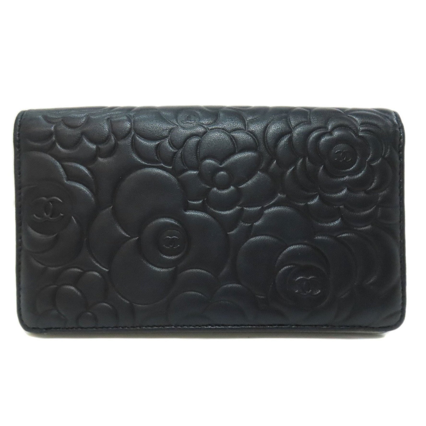 Chanel Camellia Coco Mark Long Wallet Lambskin Women's CHANEL