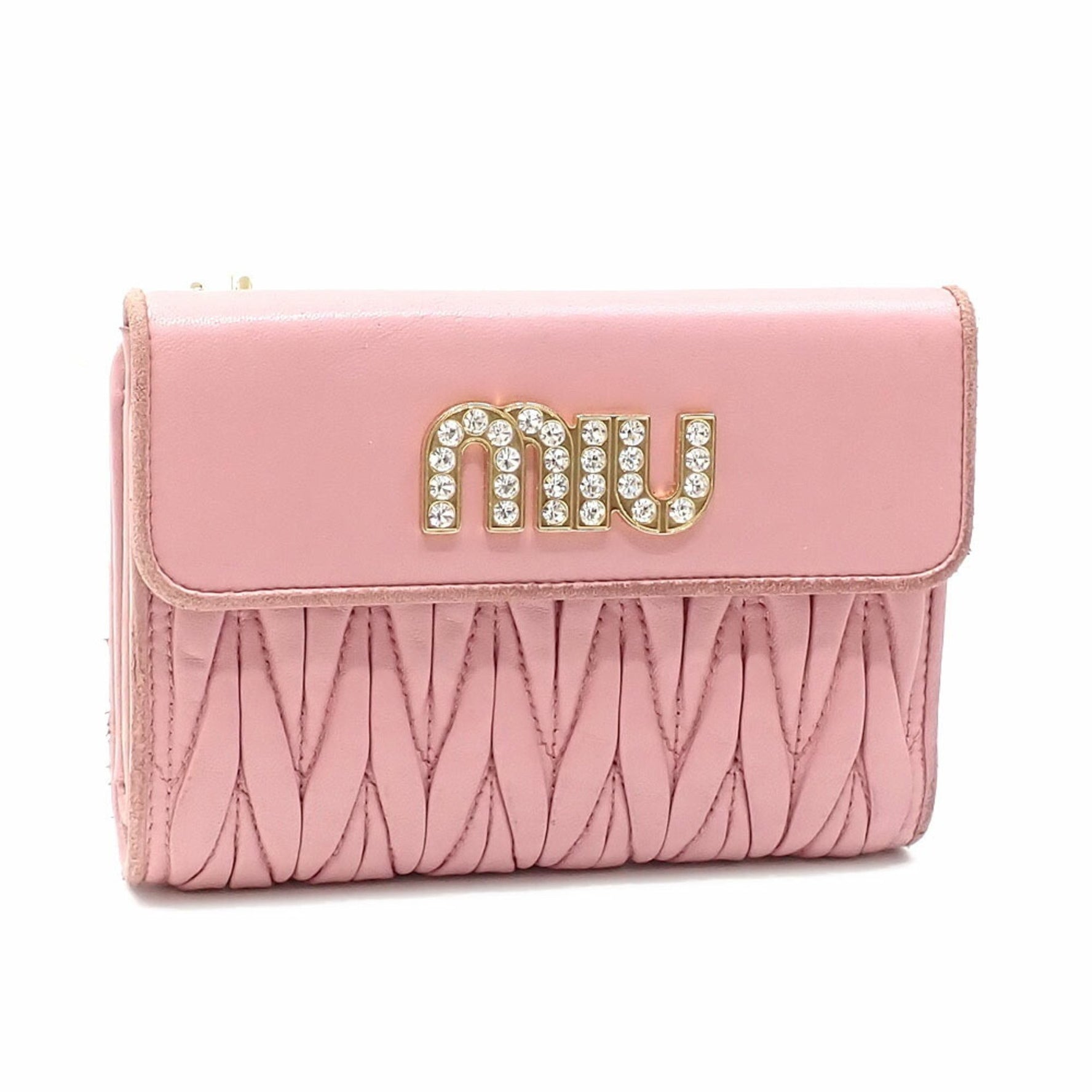 Miu Miu Miu Bi-fold Wallet Nappa Leather Matelasse