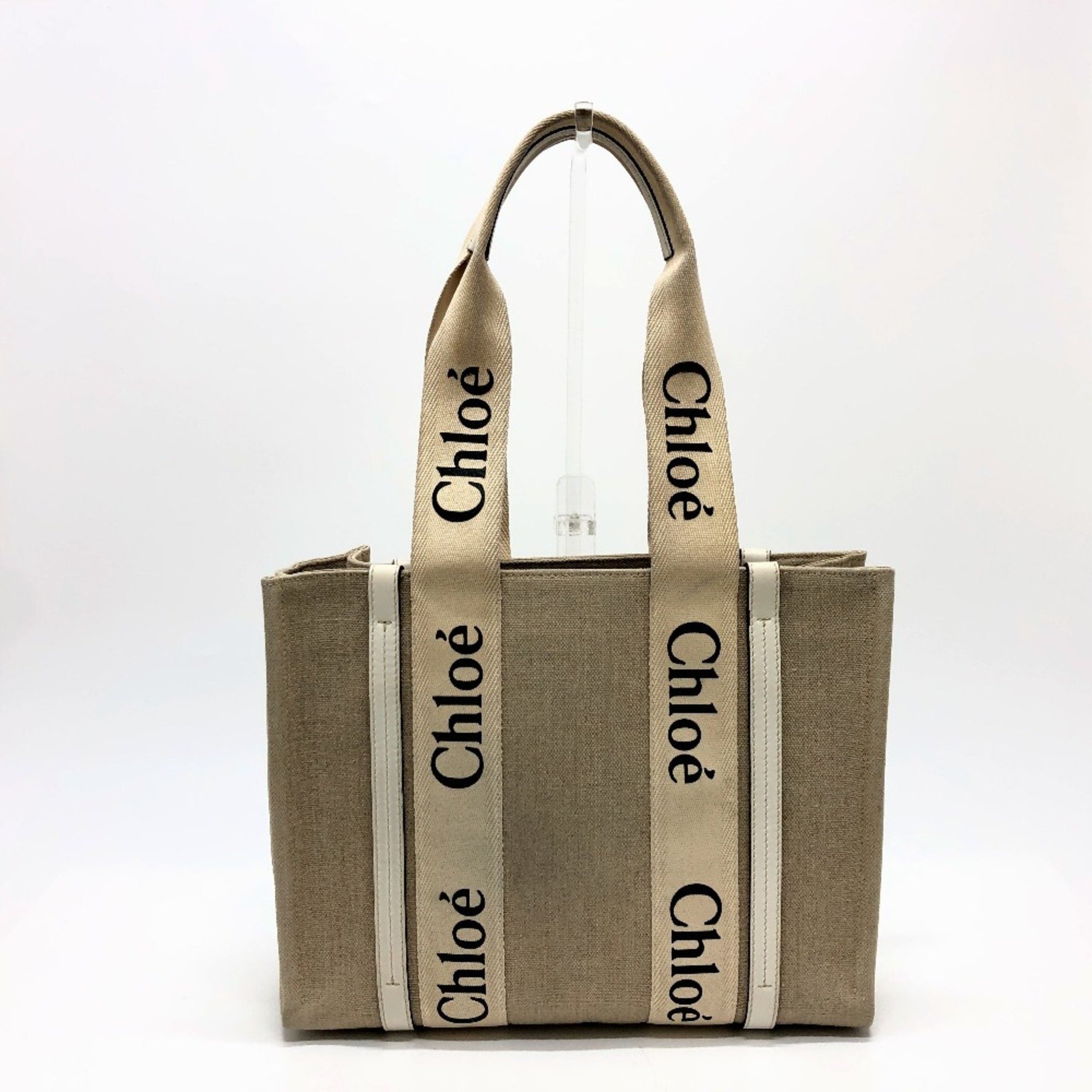 Chloé Chloe Logo Woody Medium Handbag/Tote Bag in Canvas