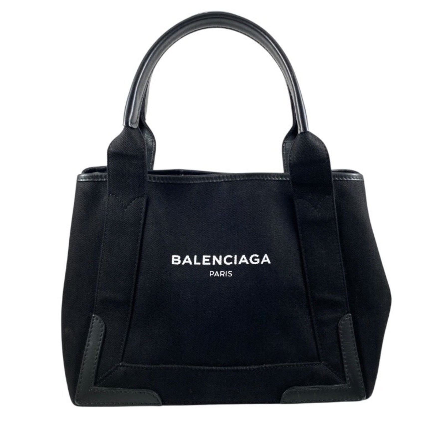 BALENCIAGA Cabas S 9DH1N Women's Cotton Canvas Handbag with Pouch, Black