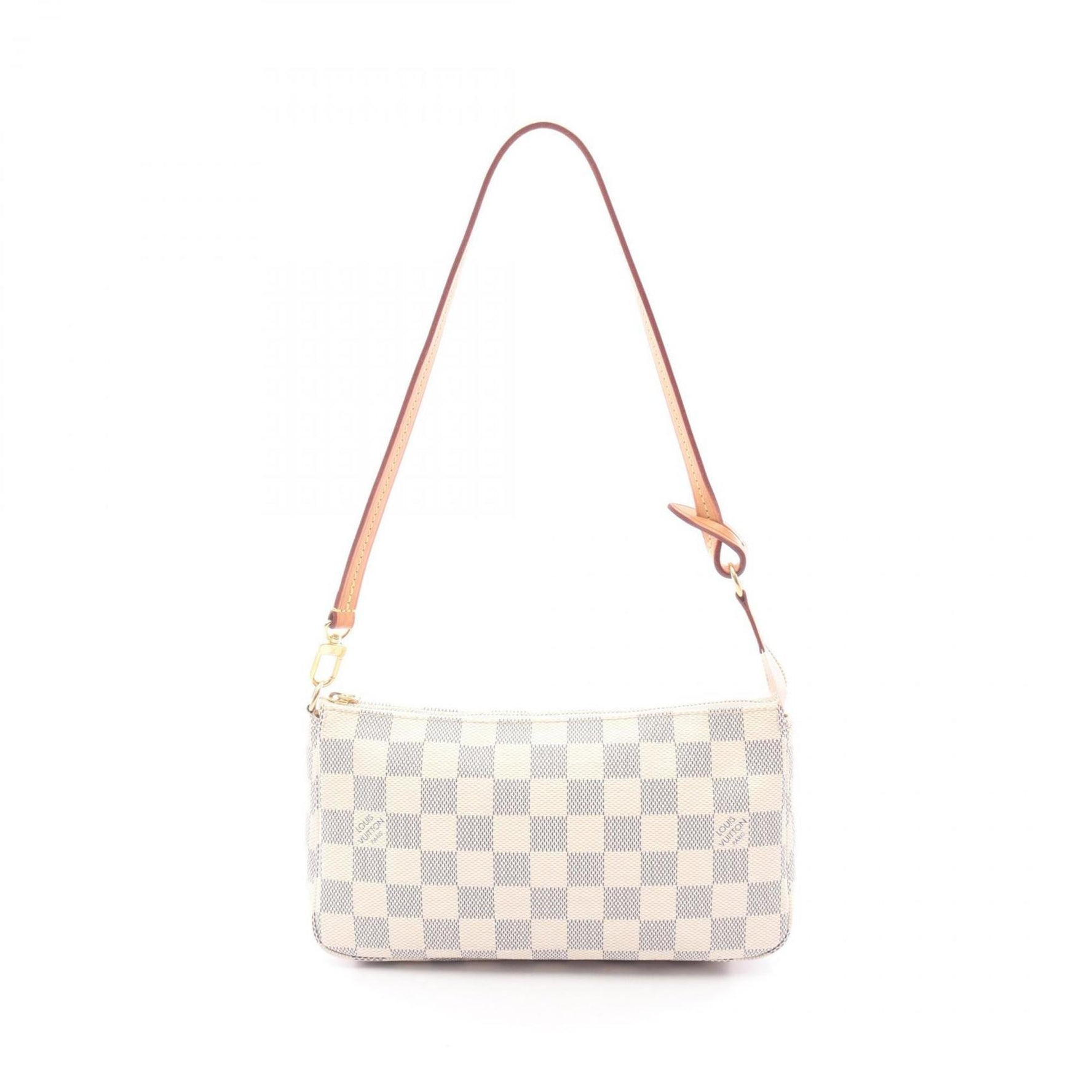Louis Vuitton Pochette Accessoires Handbag, Coated Canvas and Leather, Damier Azur, White