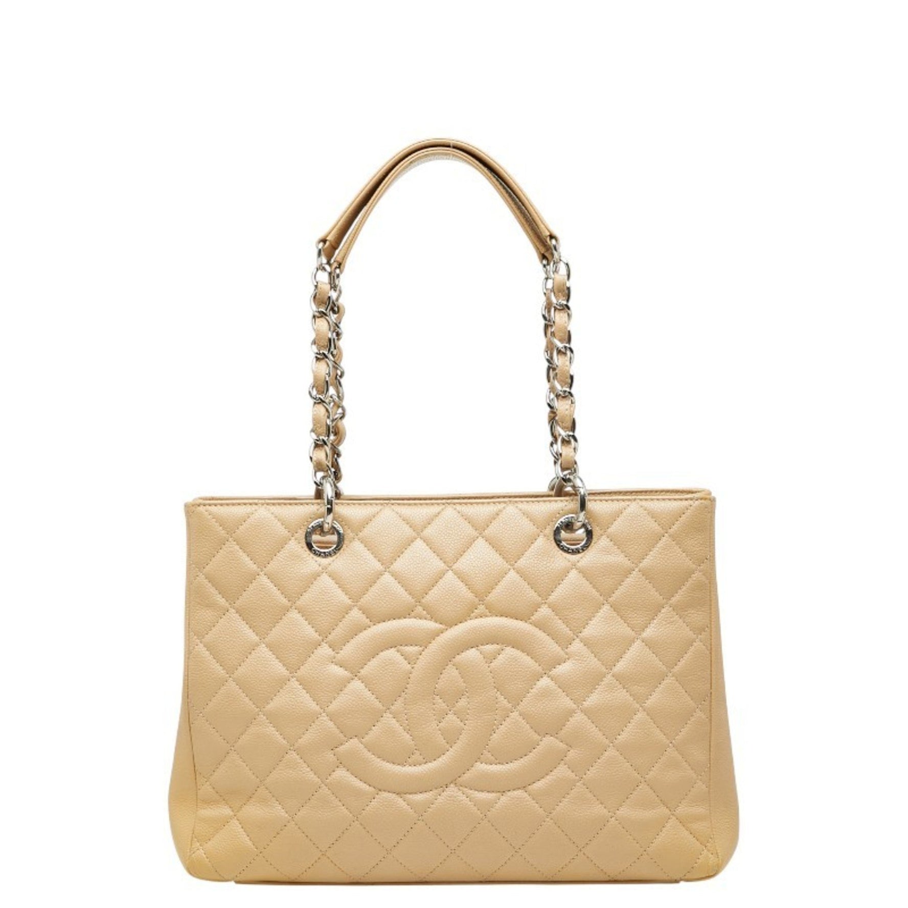 CHANEL Coco Mark Matelasse GST Tote Chain Shoulder Bag Caviar Leather
