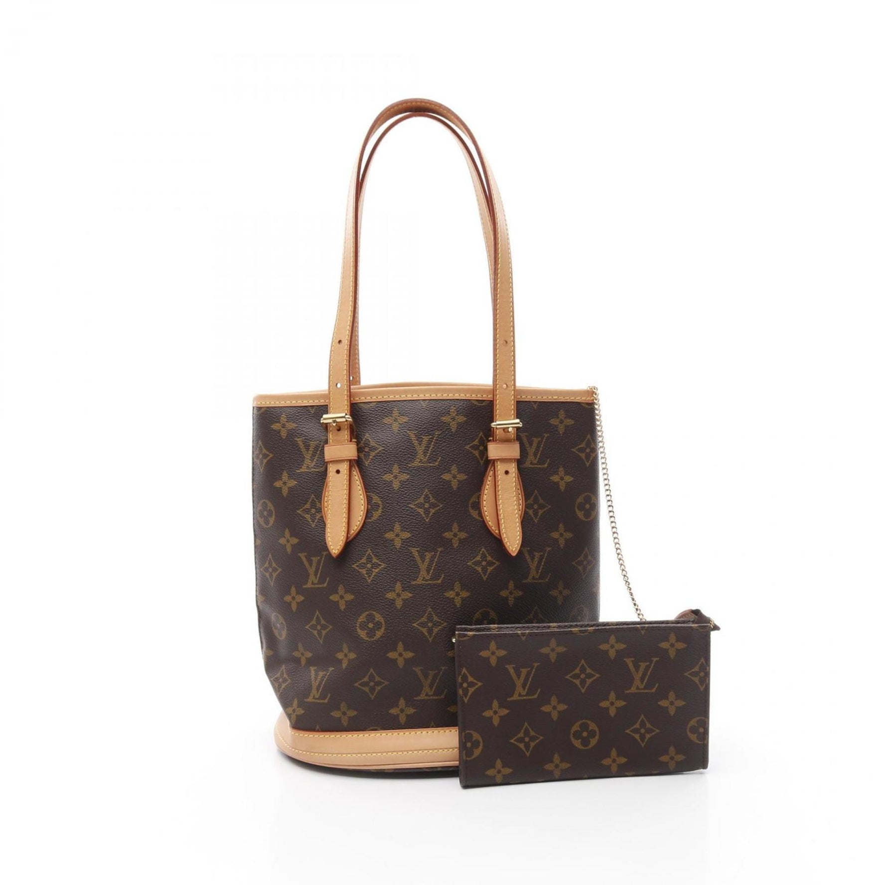 Louis Vuitton Bucket PM Monogram Handbag Coated Canvas Leather