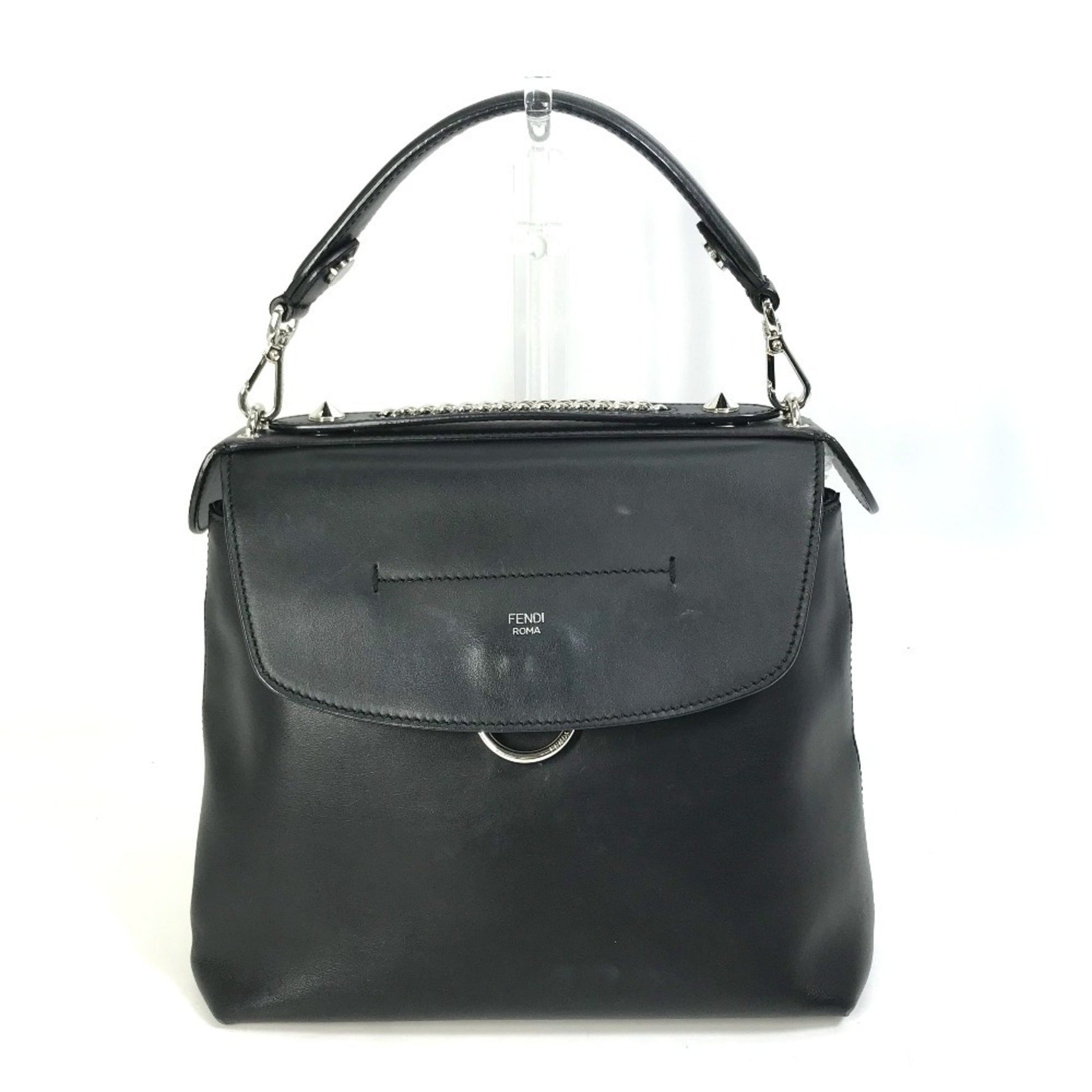 FENDI Toe School Handbag Chain Backpack Leather