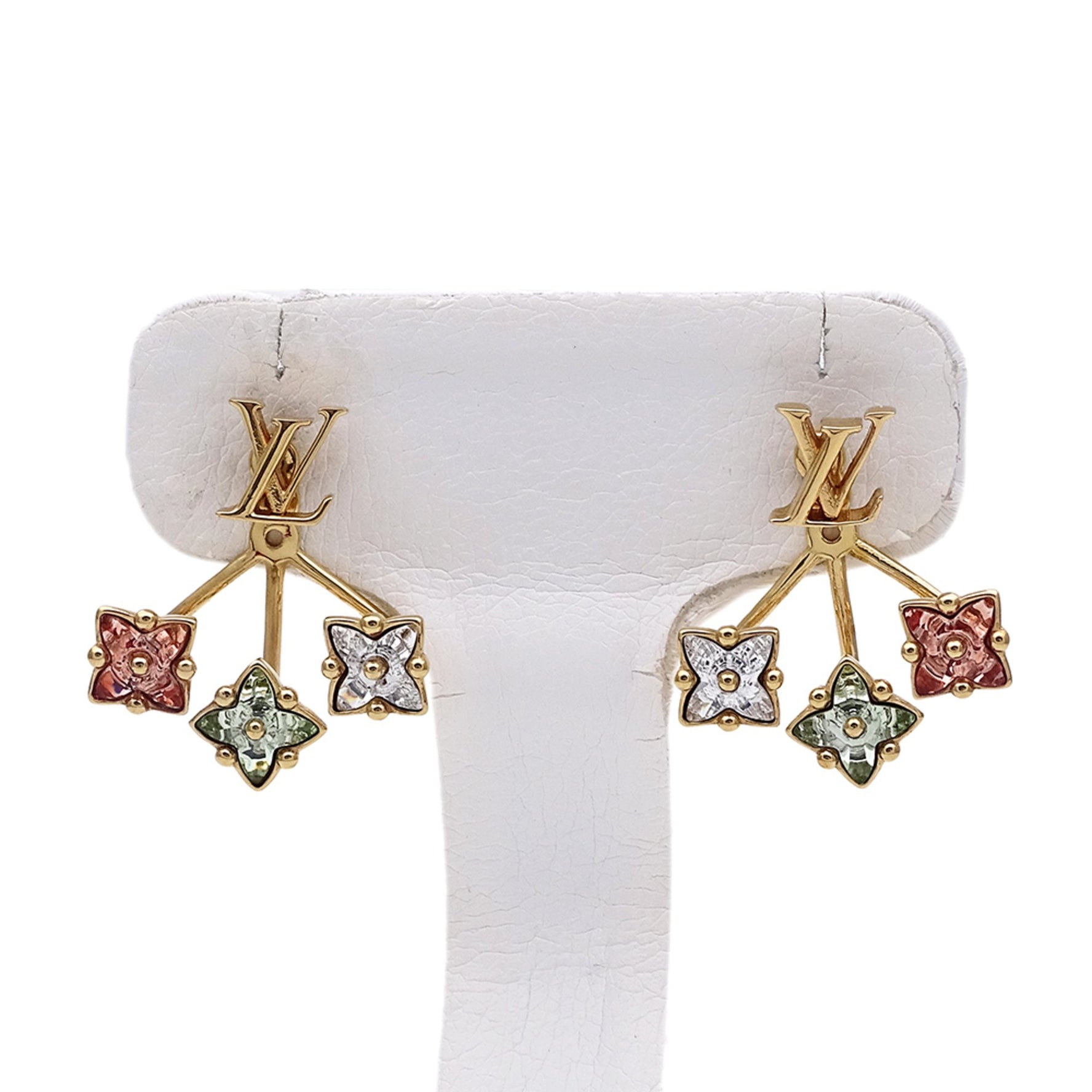 Louis Vuitton LOUIS VUITTON Luluglam Rhinestone Earrings in Pink, and Green