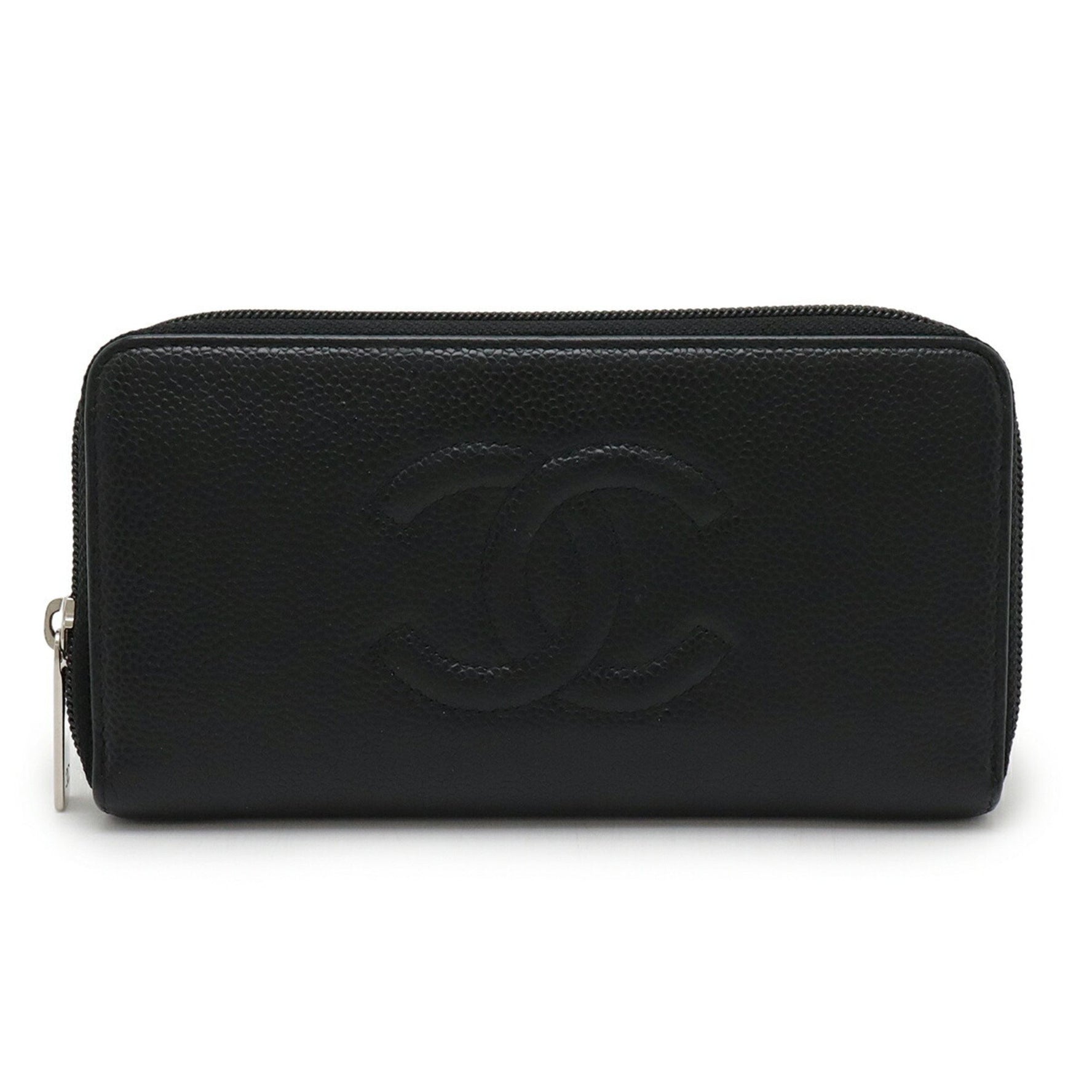 CHANEL Coco Mark Round Long Wallet Caviar Skin Leather