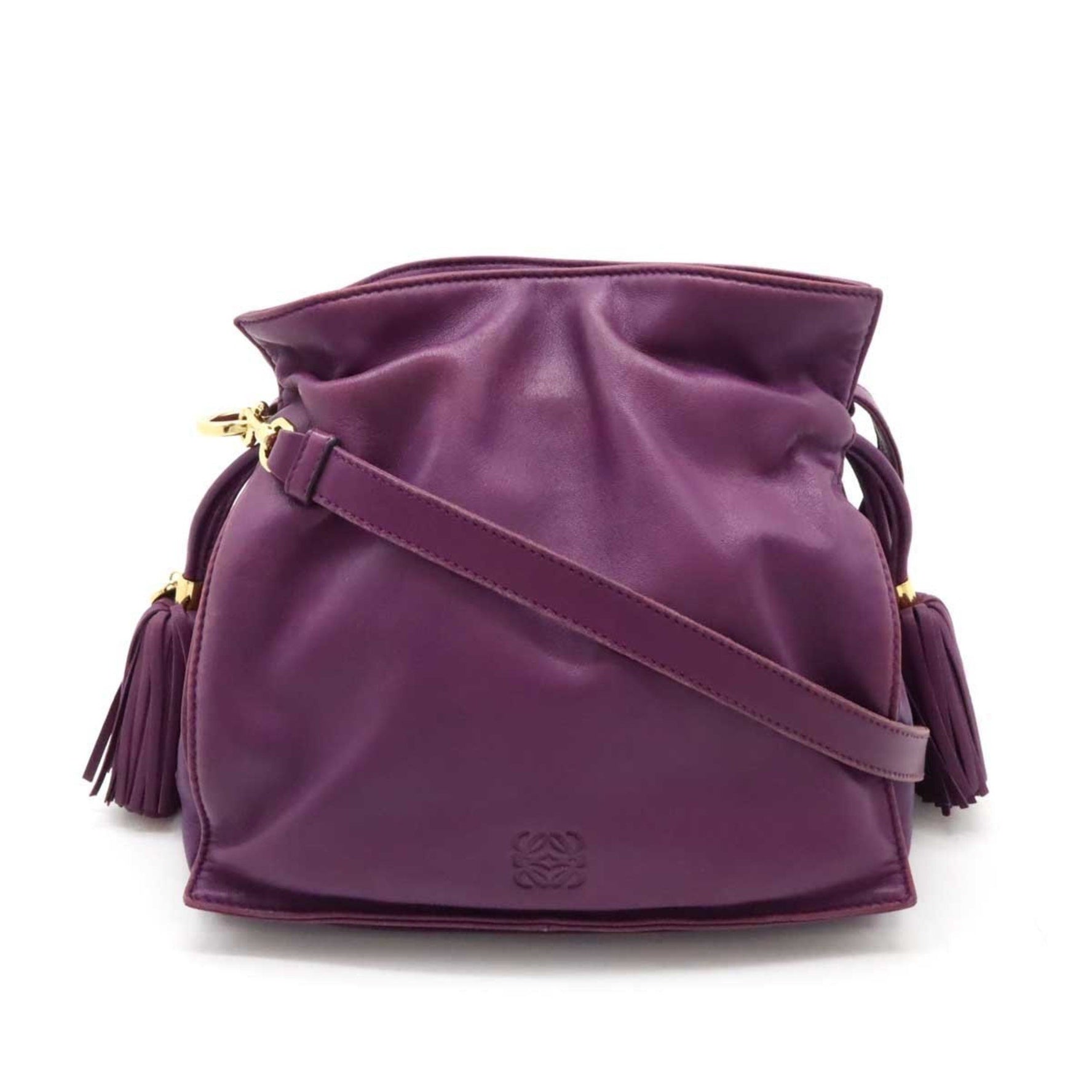 LOEWE Flamenco 20 Anagram Shoulder Bag Pochette Leather Purple