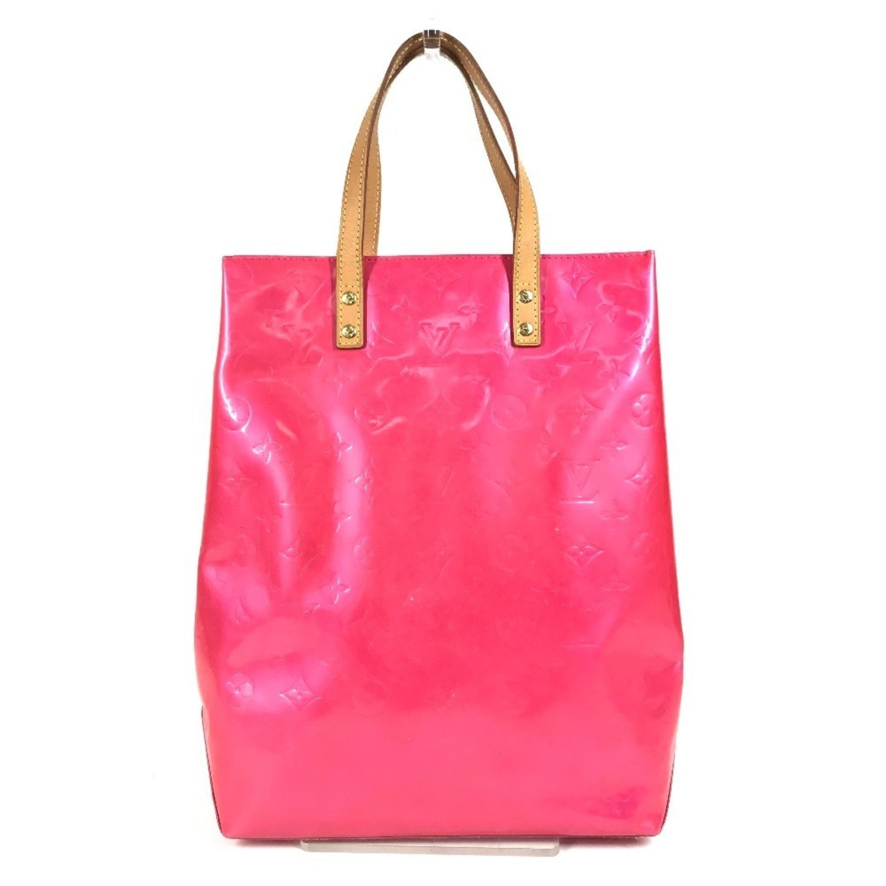 LOUIS VUITTON Monogram Vernis Reed MM Handbag, Vertical Tote Bag, Vernis, Fuchsia Pink