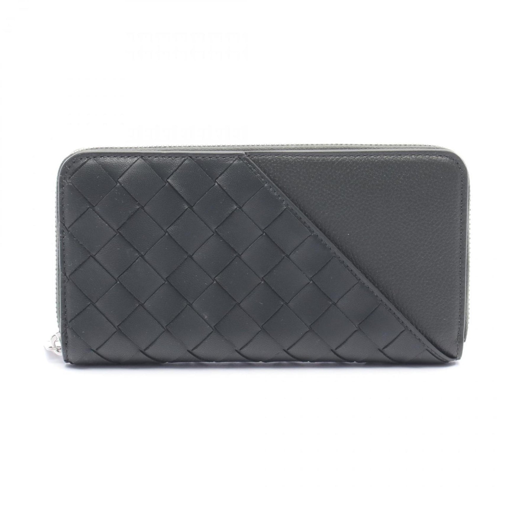 Bottega Veneta Intrecciato Diagonal Round Long Wallet, Leather, Men's