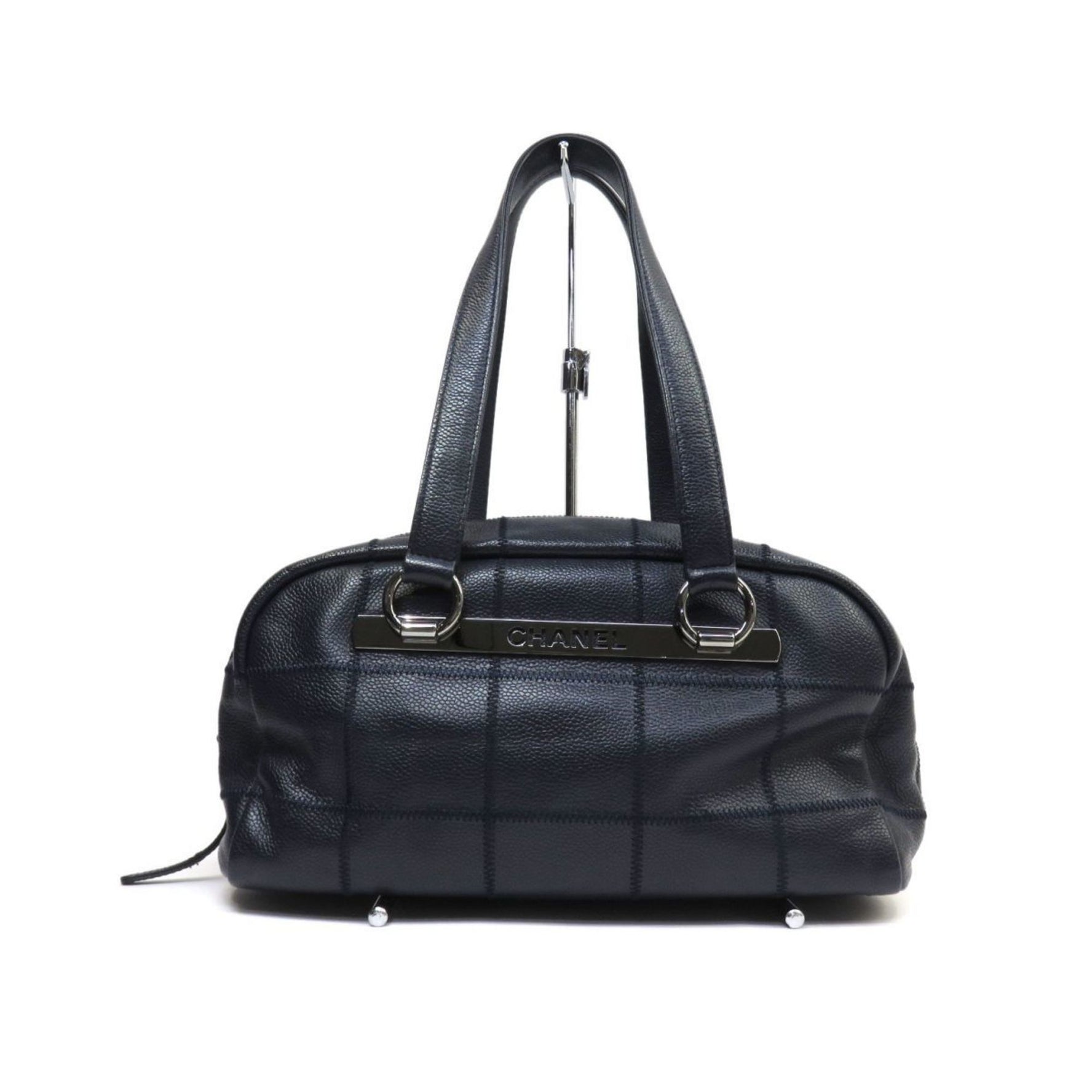 CHANEL Chocolate Bar Boston Bag Shoulder Caviar Skin