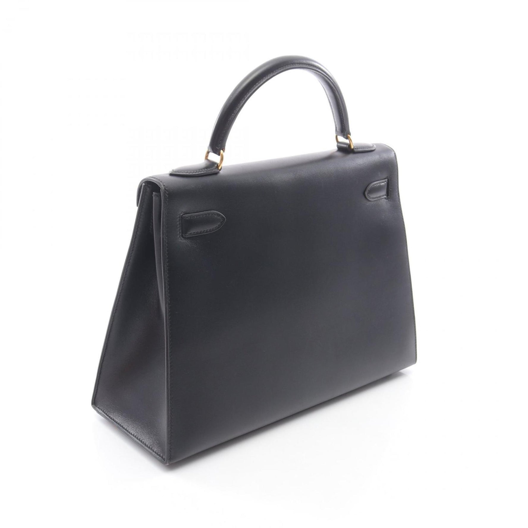 Hermes Hermès Kelly 32 handbag in calfskin box calf leather, black.