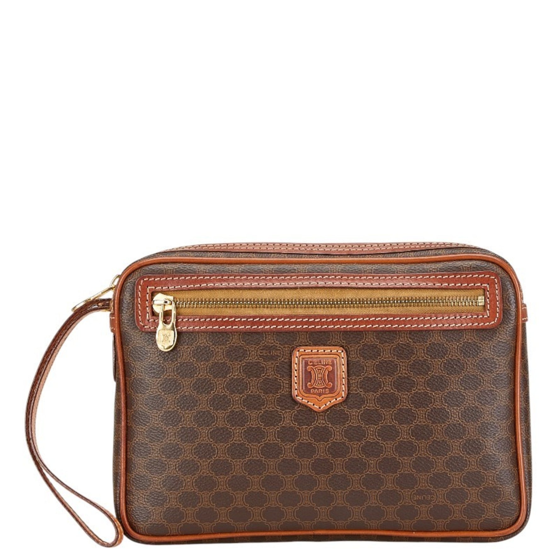 Celine Macadam Second Bag Clutch Brown PVC Leather