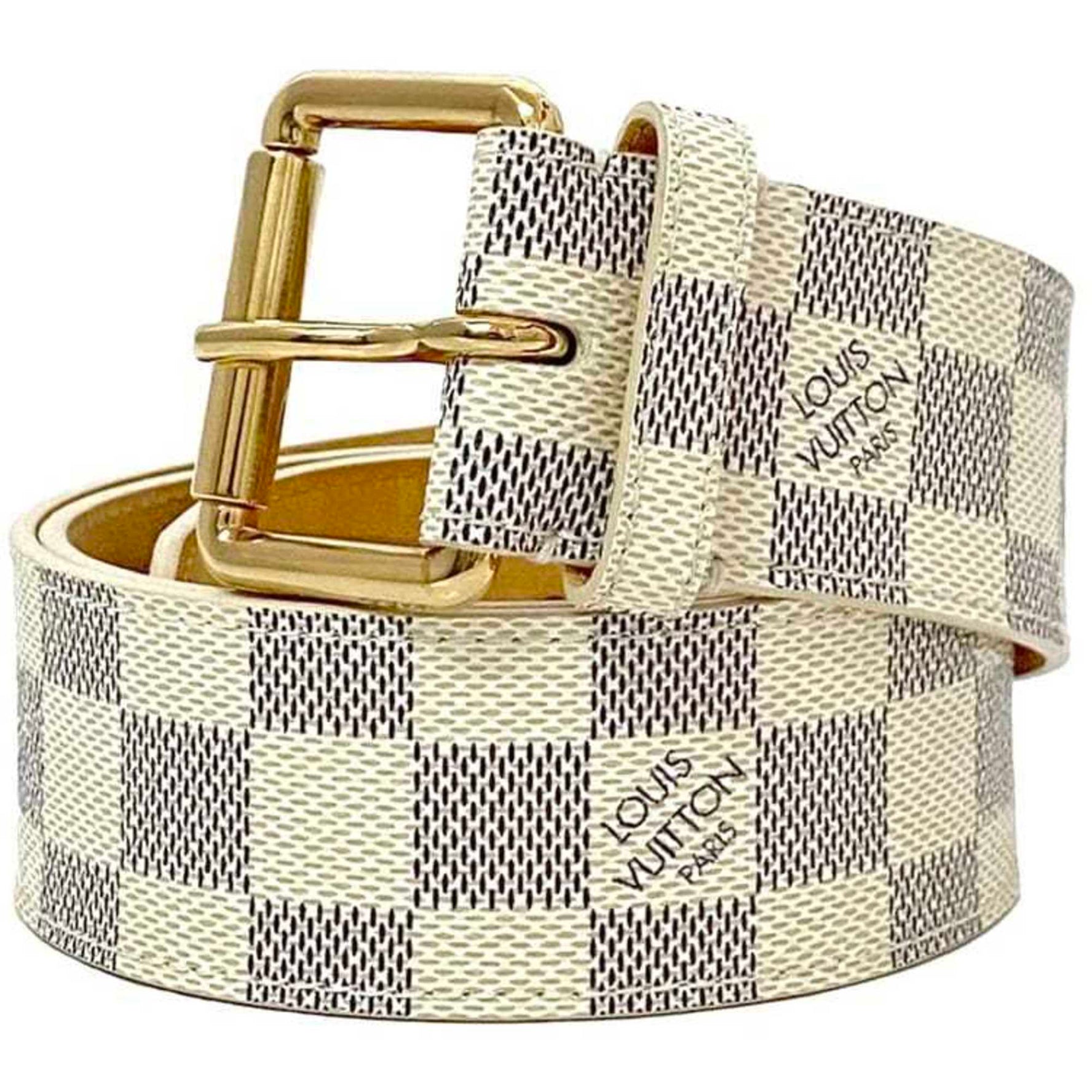 Louis Vuitton Belt Santur Pochette Solo Only f-21510 Gray White Damier Azur M9835 83cm Canvas CA3160 LOUIS VUITTON Women's Waist