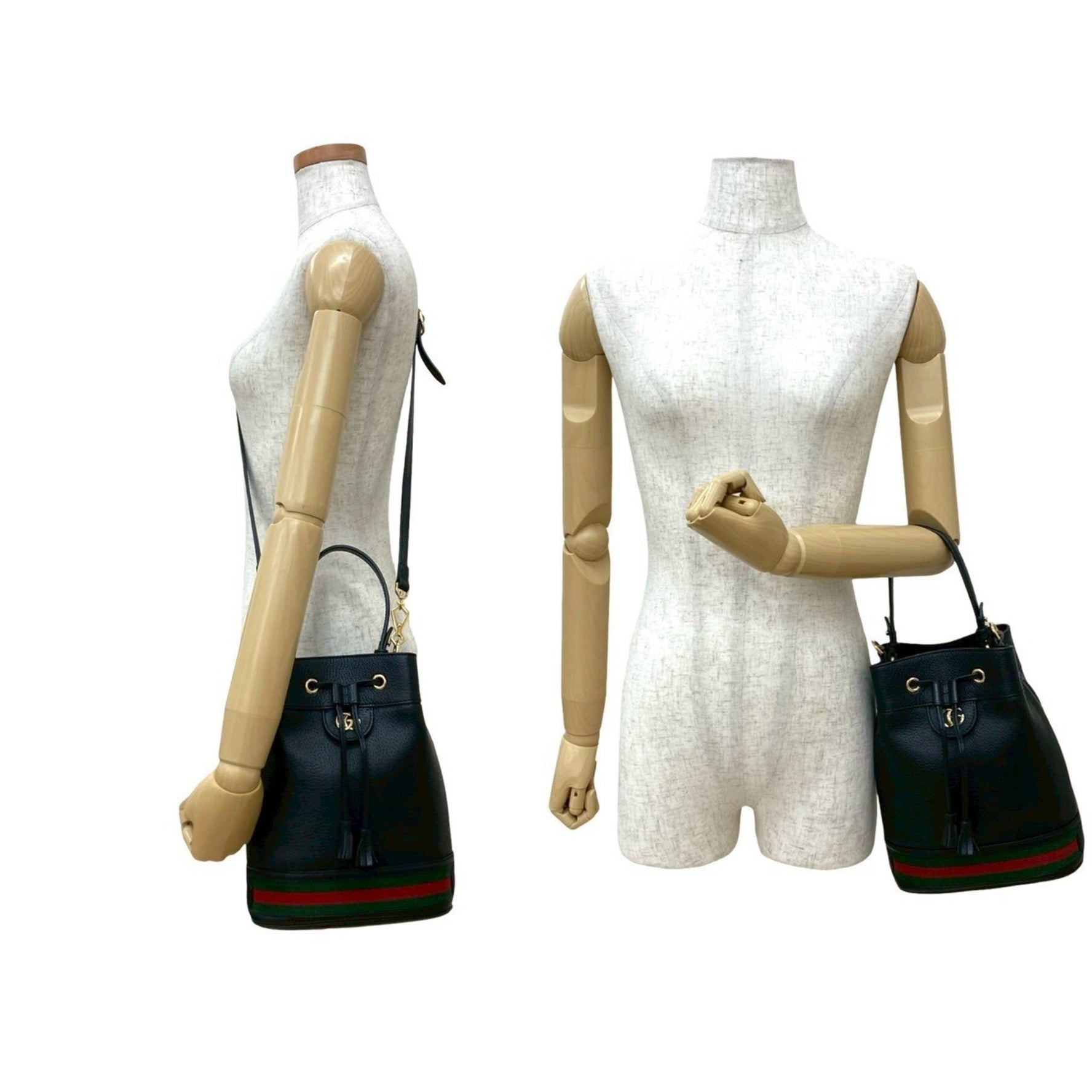 GUCCI Ophidia Small Bucket Bag with GG Logo and Hardware, Leather, Shoulder Bag/Handbag, Black, 858-5