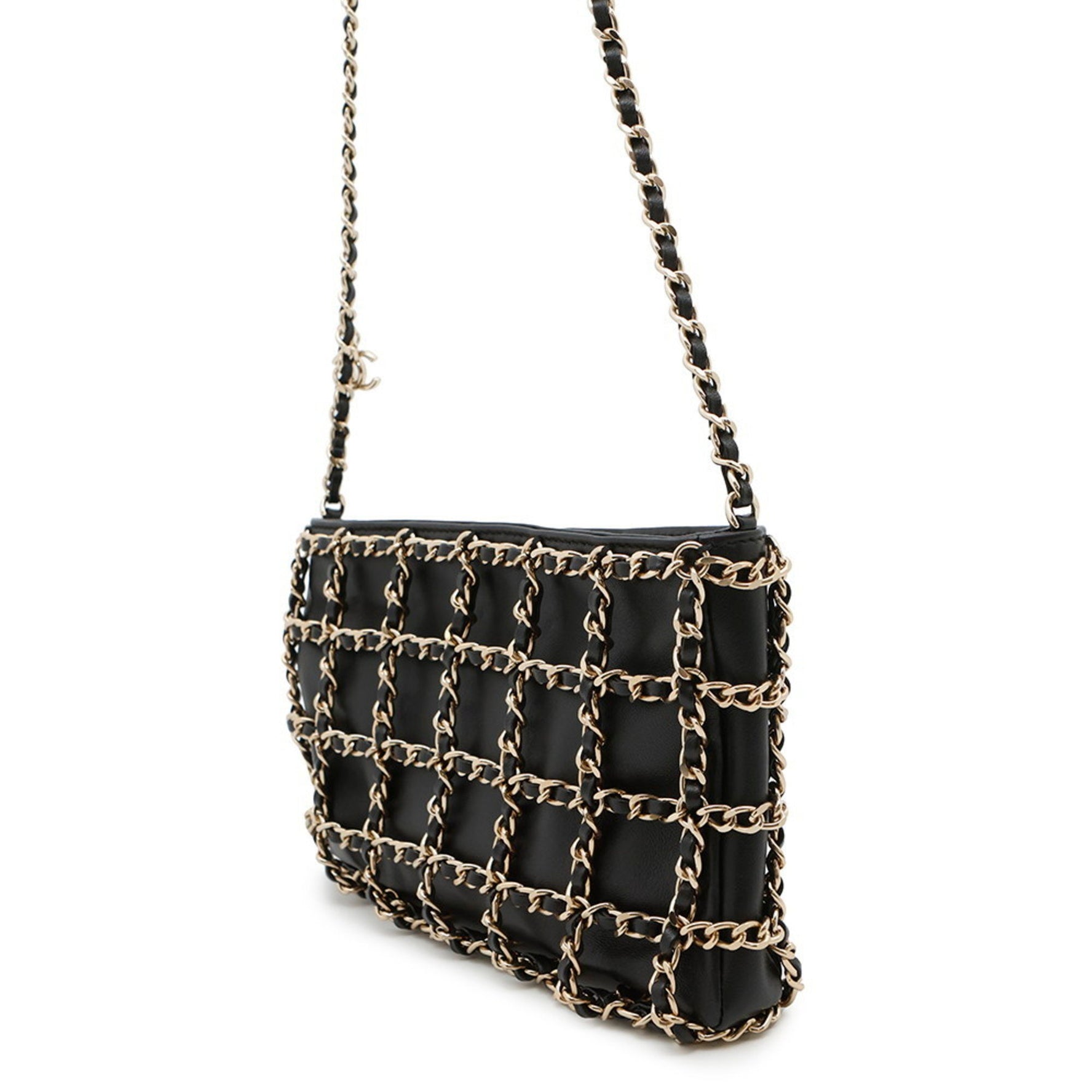 Chanel Chain Shoulder Bag with Coco Mark, Lambskin, AS1622, Black