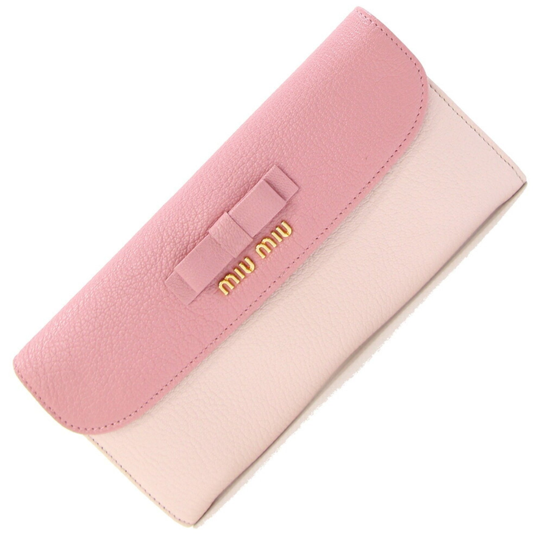 Miu Miu Miu Bi-fold Long Wallet Leather Two-Tone Ribbon MIUMIU