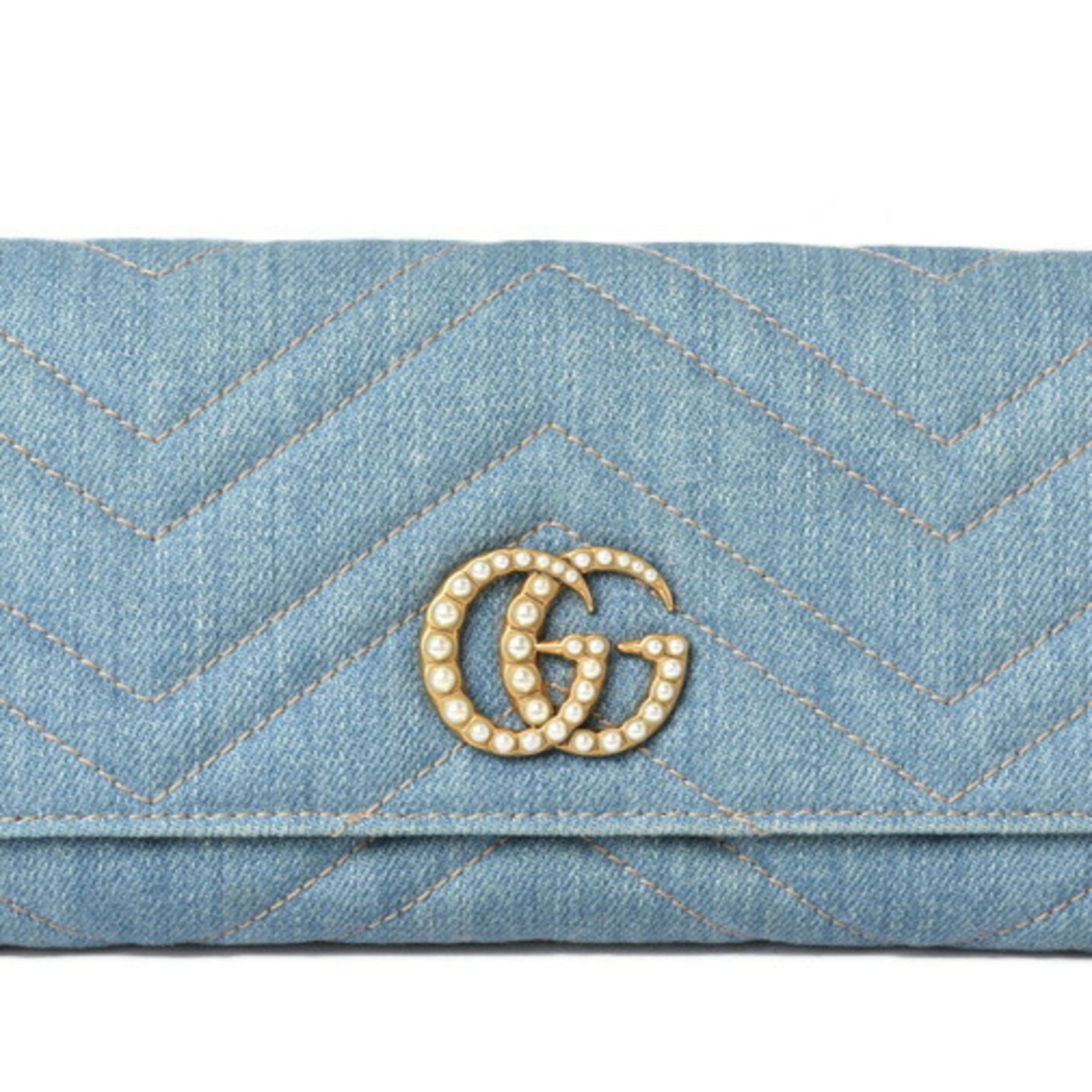Gucci Wallet Long Continental GG MARMONT Marmont Chevron Quilted Leather