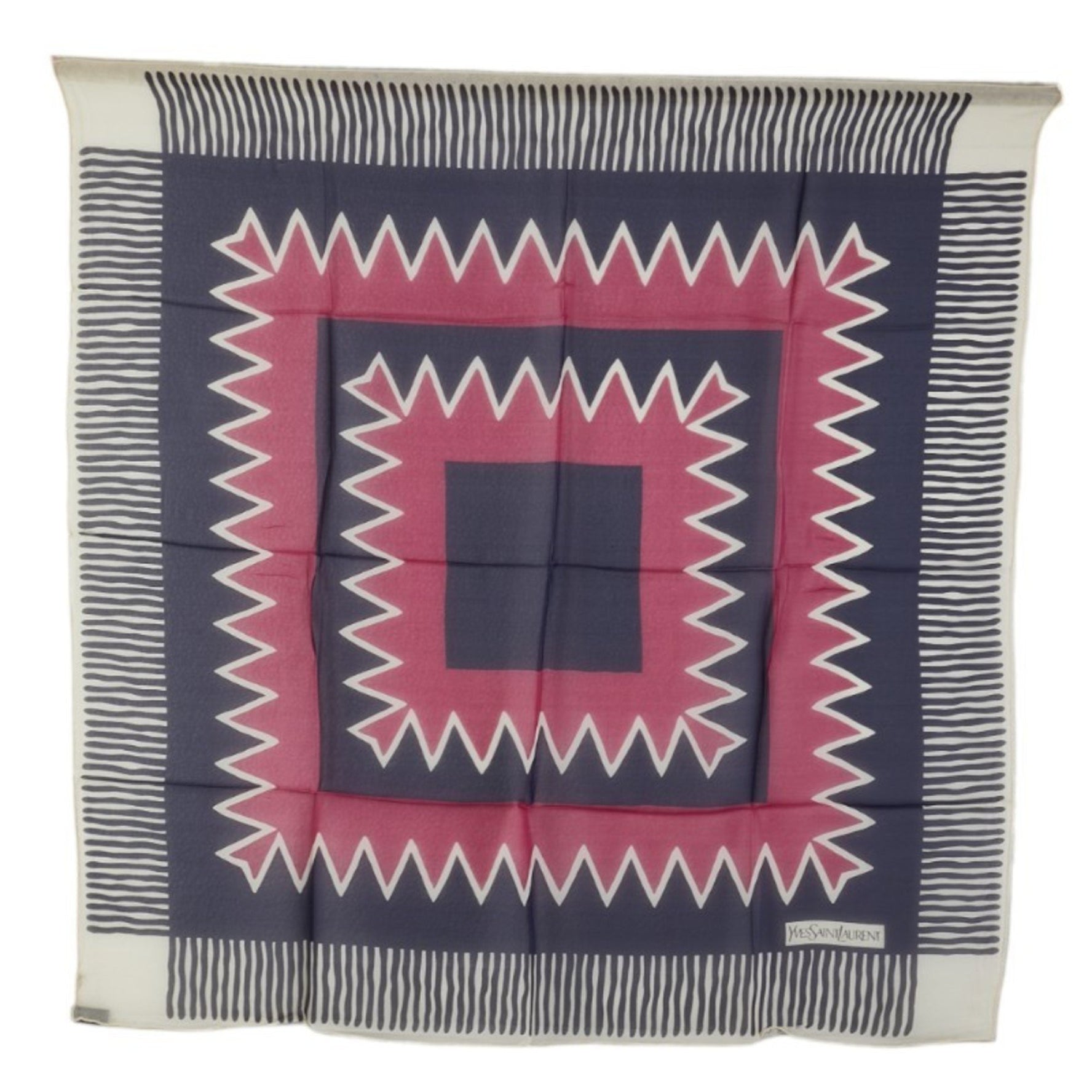 Saint Laurent Scarf Muffler White Multicolor Silk