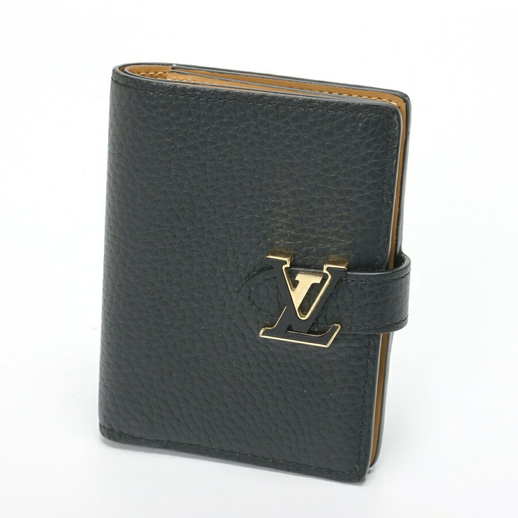 Louis Vuitton LV Vertical Wallet Compact Taurillon Leather Noir