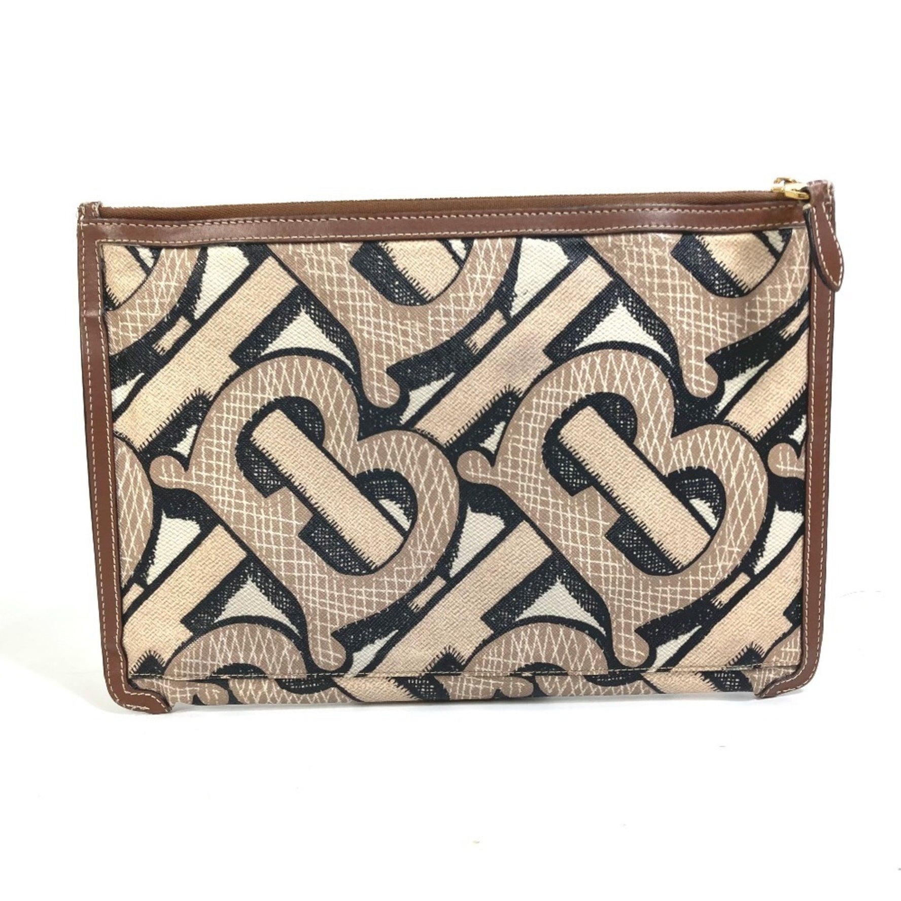 BURBERRY TB Print Clutch Bag, Zippered PVC/Leather