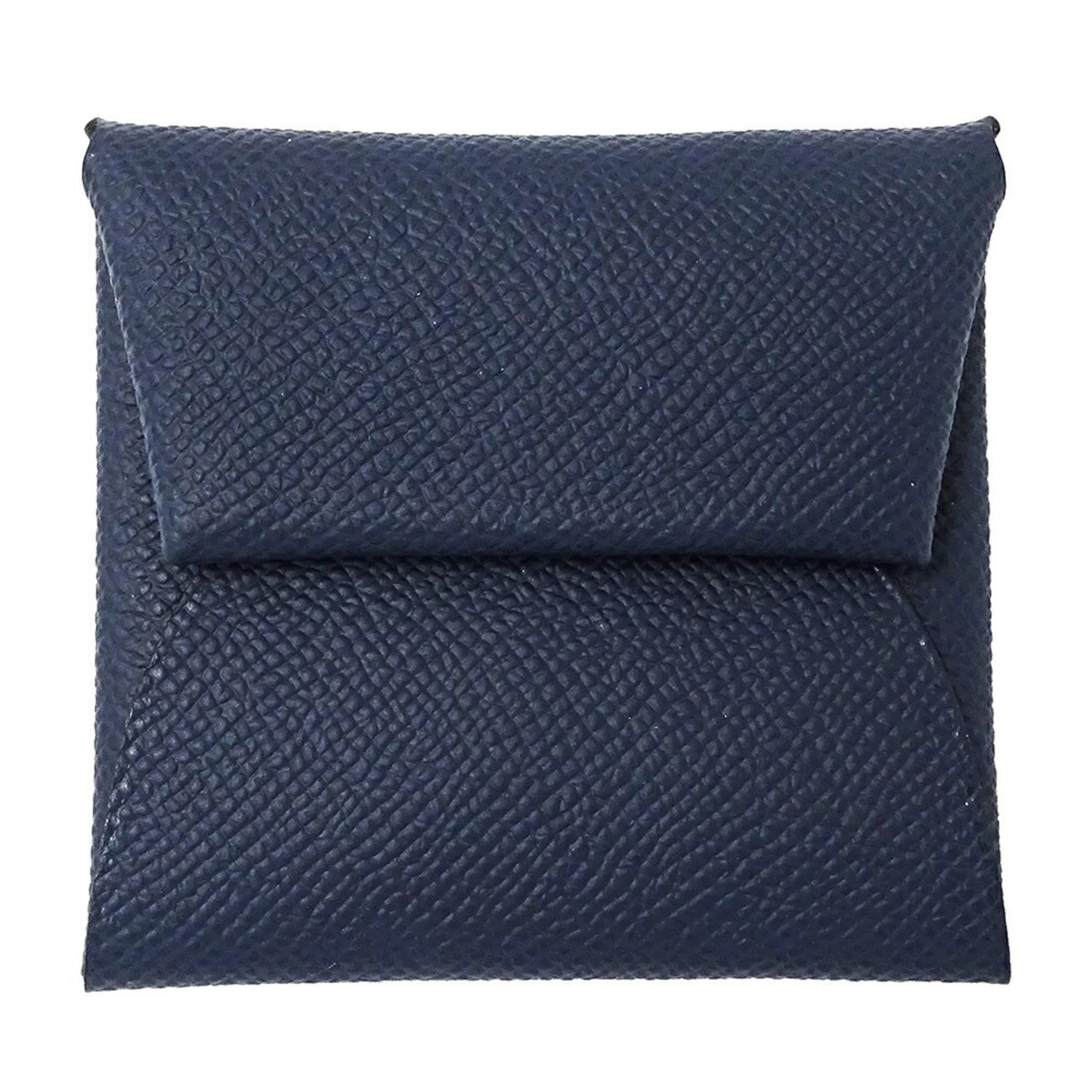 Hermes Hermès Bastia wallet, Taurillon Clemence leather, blue, coin purse, mini compact, with double engraving.